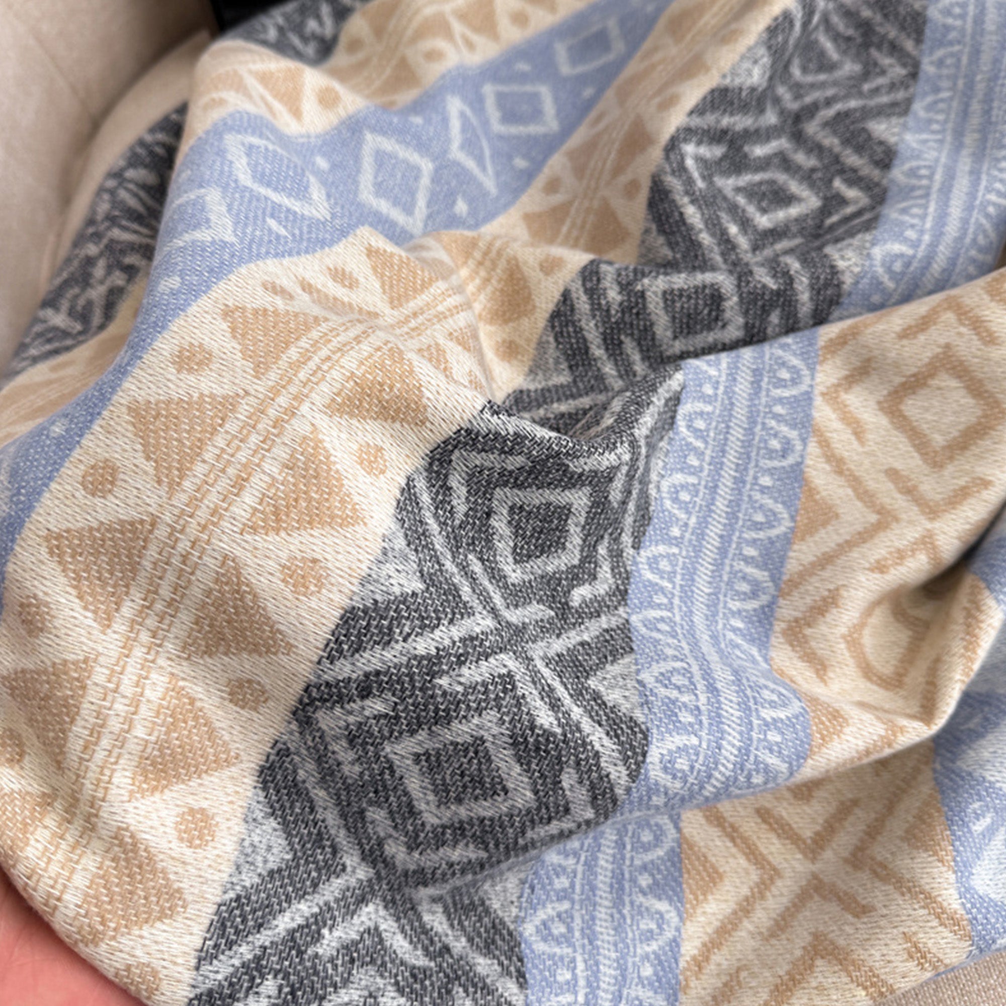 Anna-Kaci Soft Geometric Pattern Winter Scarf with Warm Cozy Knit Texture 78.5¡Á26 Inches