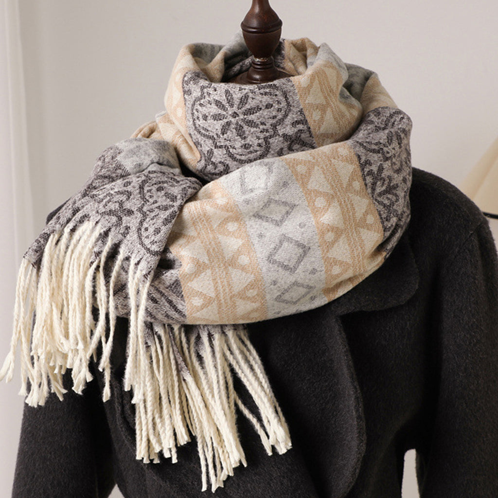 Anna-Kaci Soft Geometric Pattern Winter Scarf with Warm Cozy Knit Texture 78.5¡Á26 Inches