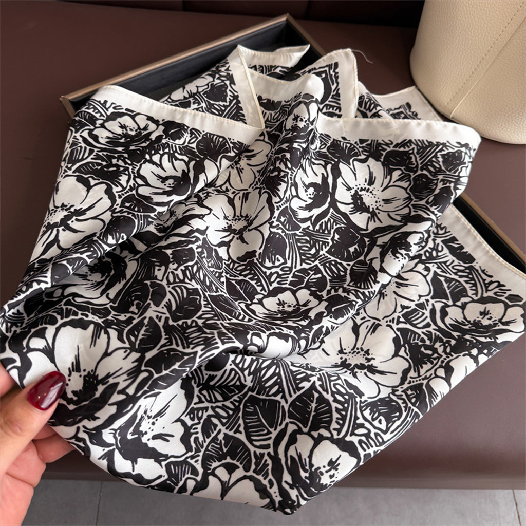 Anna-Kaci Floral Print Satin Square Scarf Lightweight Soft Neck Hair Accessory 27.5¡Á27.5 Inches