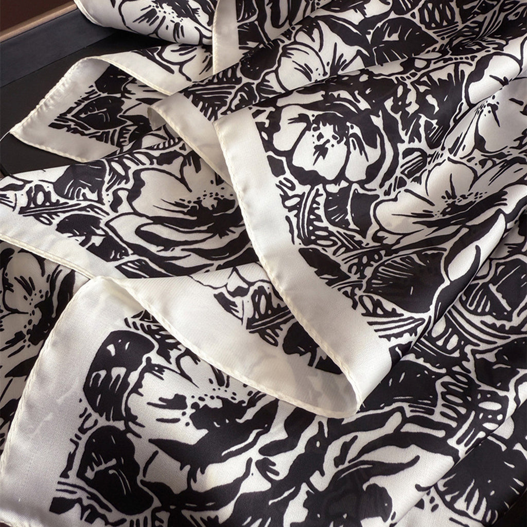 Anna-Kaci Floral Print Satin Square Scarf Lightweight Soft Neck Hair Accessory 27.5¡Á27.5 Inches