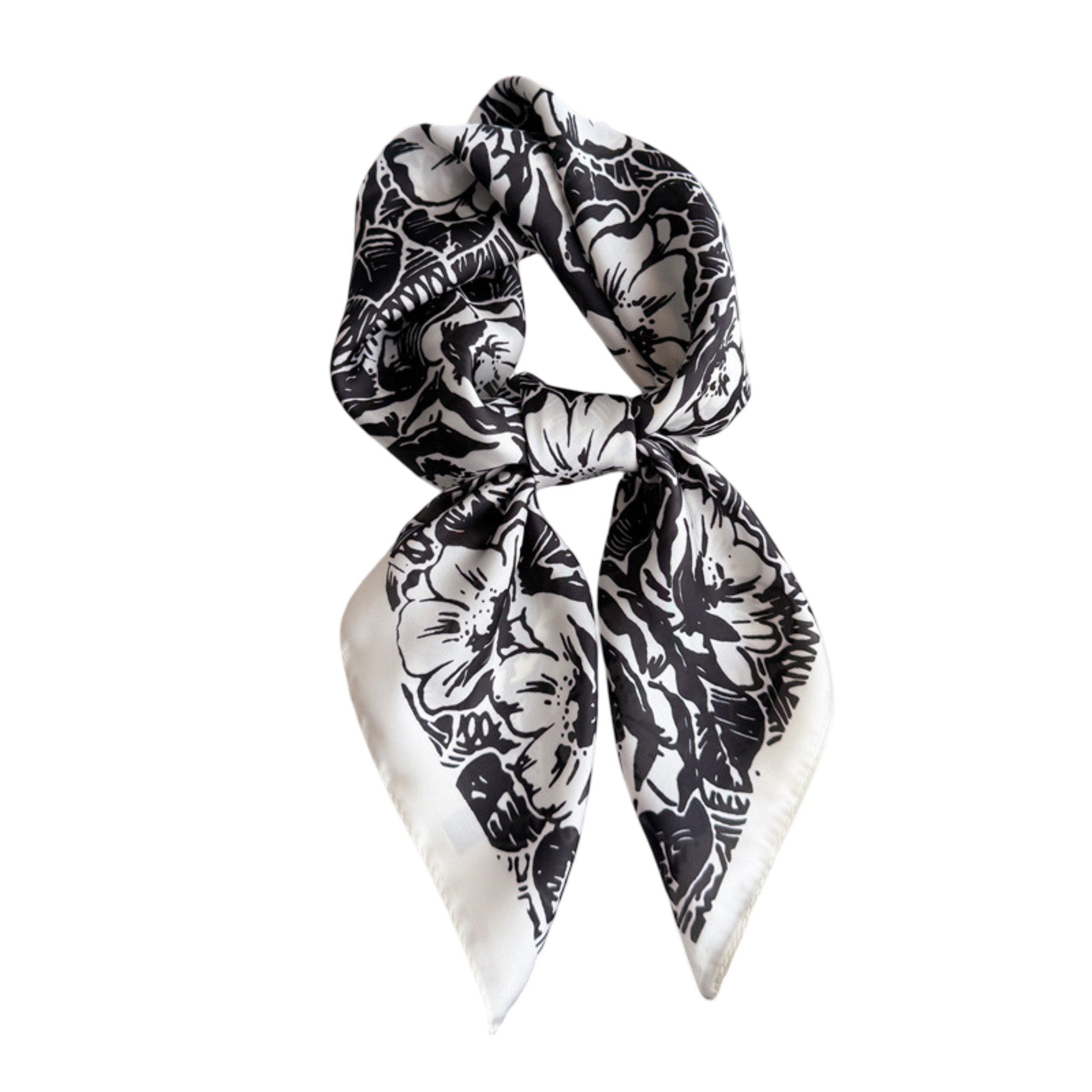 Anna-Kaci Floral Print Satin Square Scarf Lightweight Soft Neck Hair Accessory 27.5¡Á27.5 Inches