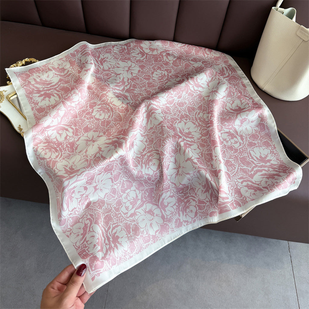 Anna-Kaci Floral Print Satin Square Scarf Lightweight Soft Neck Hair Accessory 27.5¡Á27.5 Inches