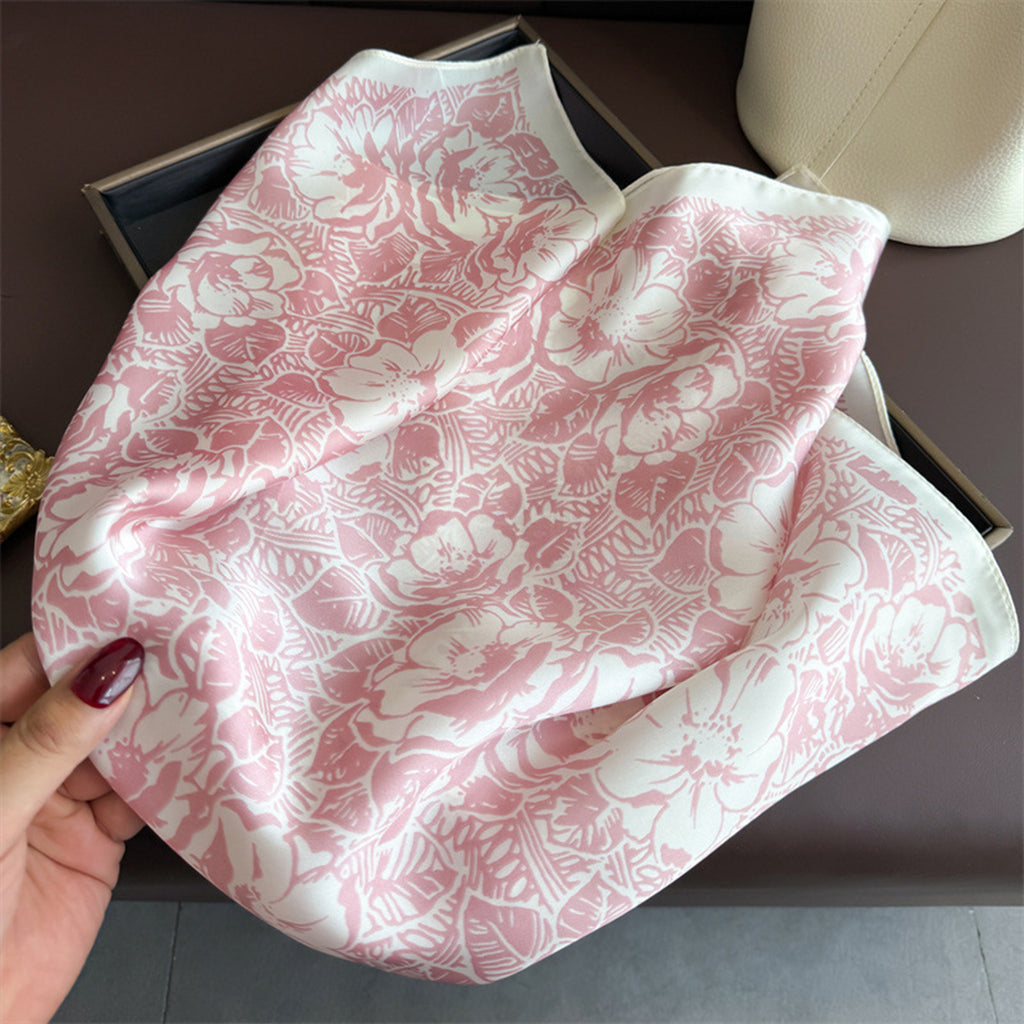 Anna-Kaci Floral Print Satin Square Scarf Lightweight Soft Neck Hair Accessory 27.5¡Á27.5 Inches