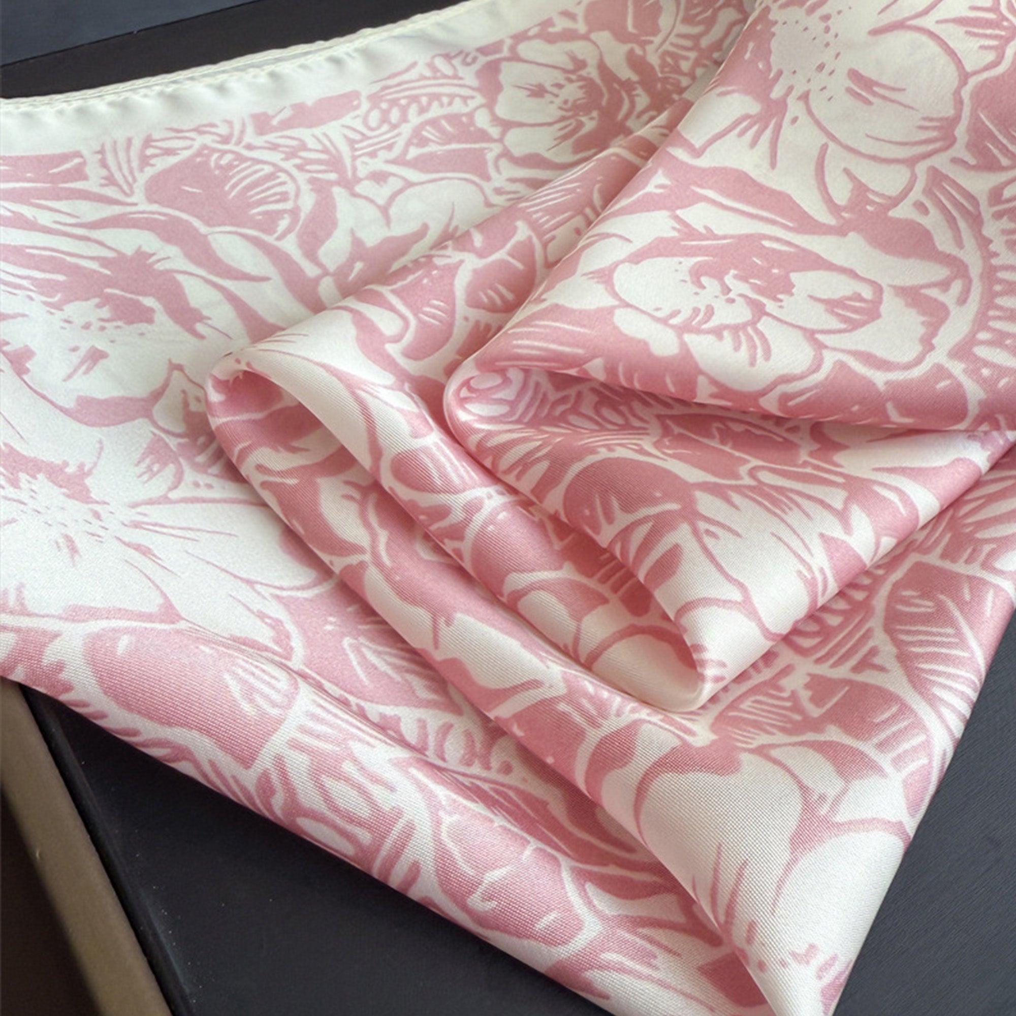 Anna-Kaci Floral Print Satin Square Scarf Lightweight Soft Neck Hair Accessory 27.5¡Á27.5 Inches