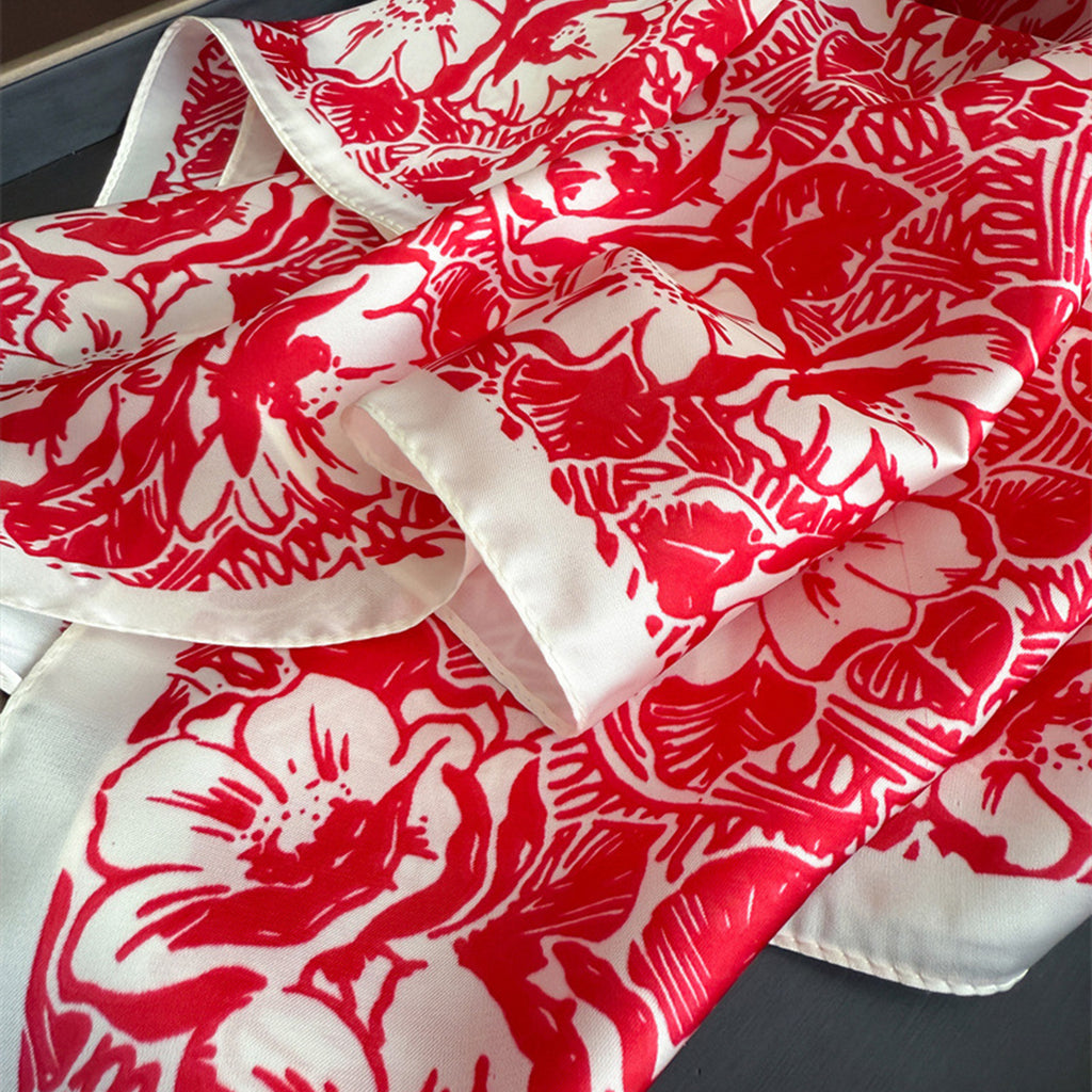 Anna-Kaci Floral Print Satin Square Scarf Lightweight Soft Neck Hair Accessory 27.5¡Á27.5 Inches