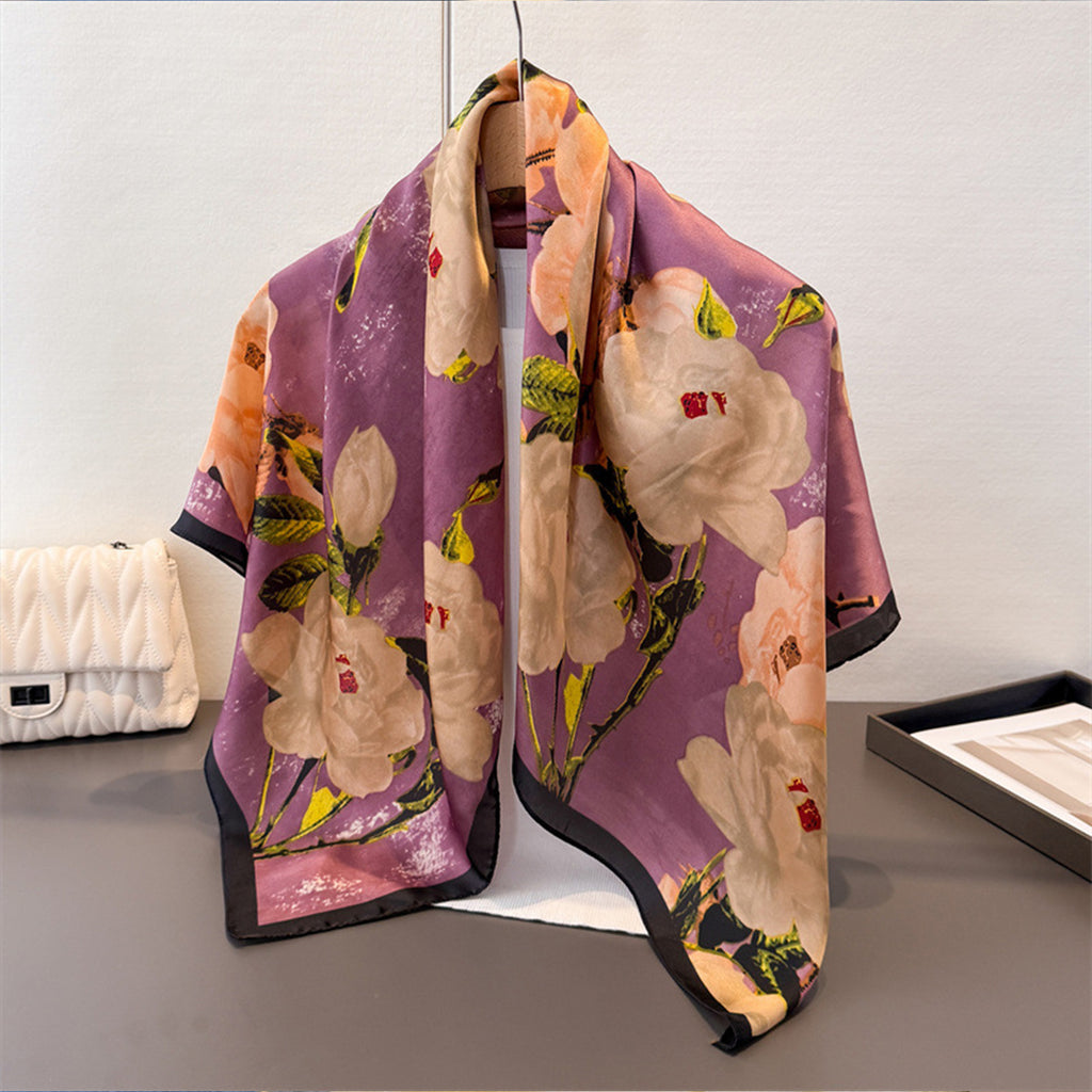 Anna-Kaci Women's Floral Print Satin Scarf Lightweight Square Wrap 35.4¡Á35.4 Inches