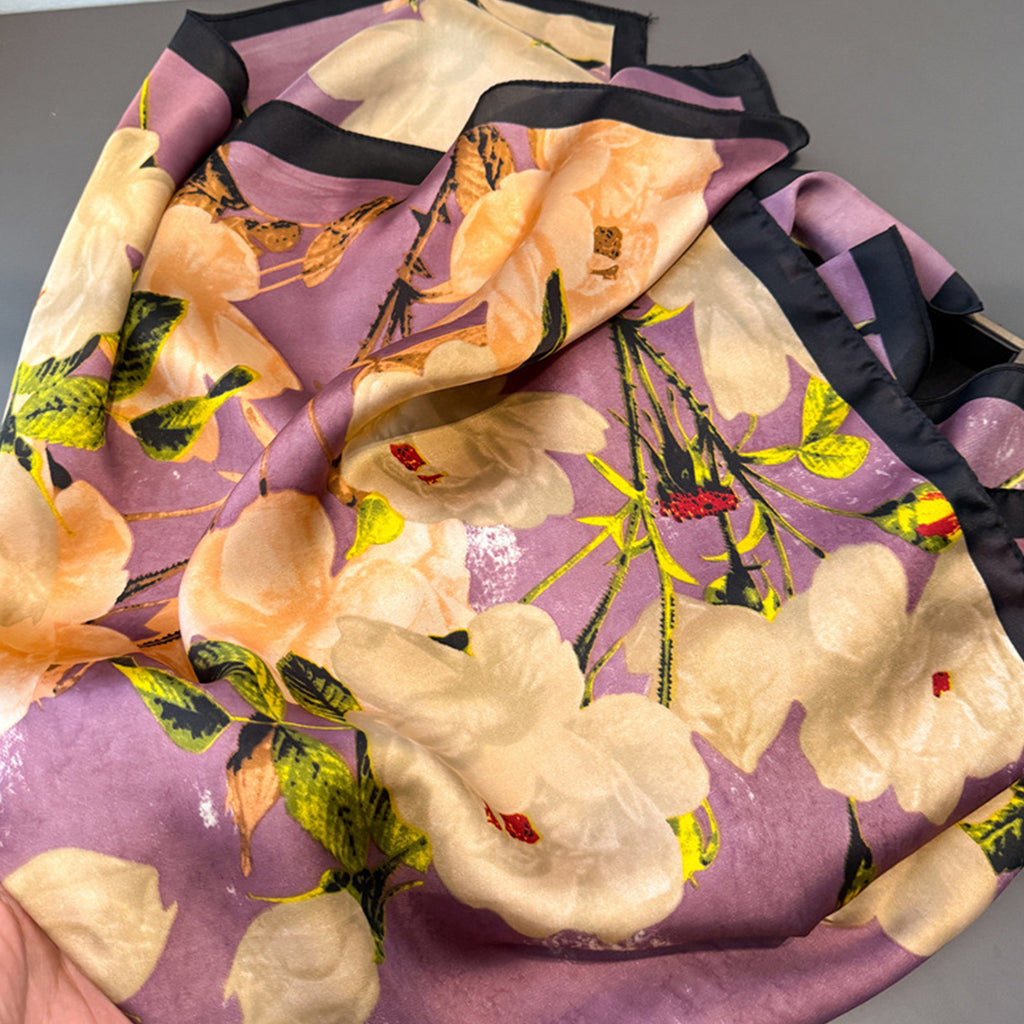Anna-Kaci Women's Floral Print Satin Scarf Lightweight Square Wrap 35.4¡Á35.4 Inches