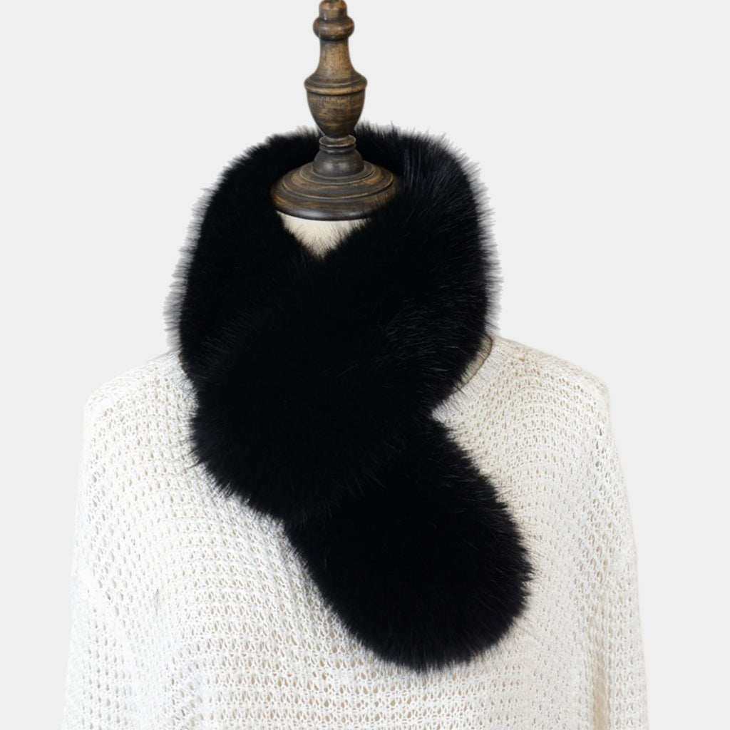 Anna-Kaci Women's Faux Fur Pull-Through Scarf with Plush Texture and Loop Closure Design 29.5x5in