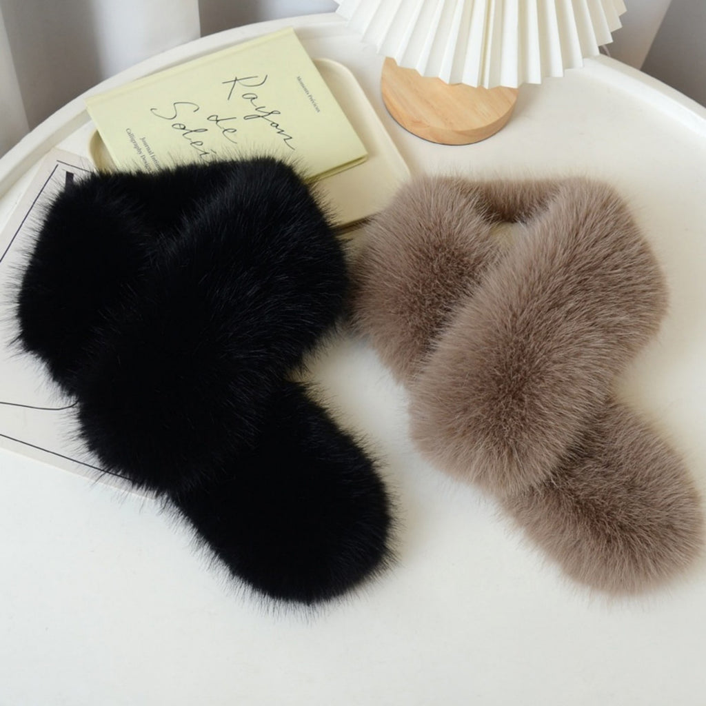 Anna-Kaci Women's Faux Fur Pull-Through Scarf with Plush Texture and Loop Closure Design 29.5x5in