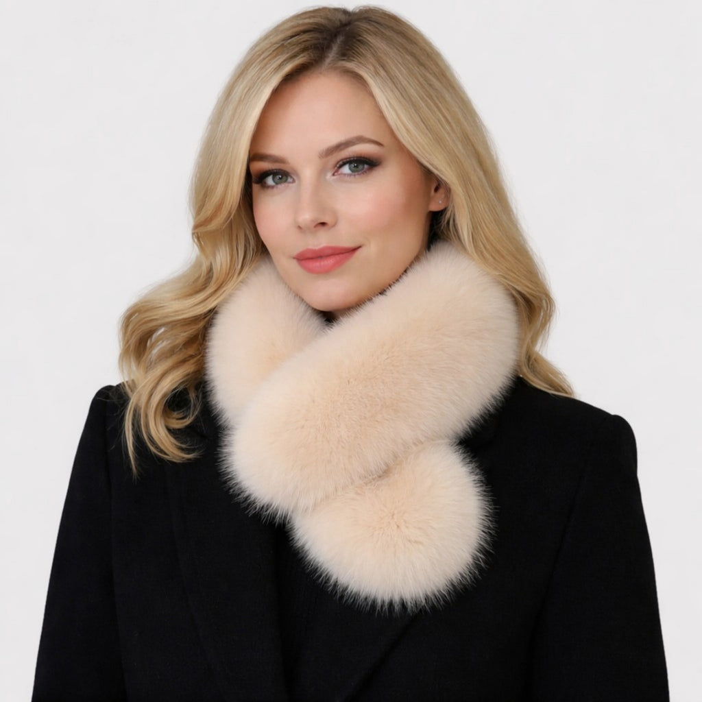 Anna-Kaci Women's Faux Fur Pull-Through Scarf with Plush Texture and Loop Closure Design 29.5x5in
