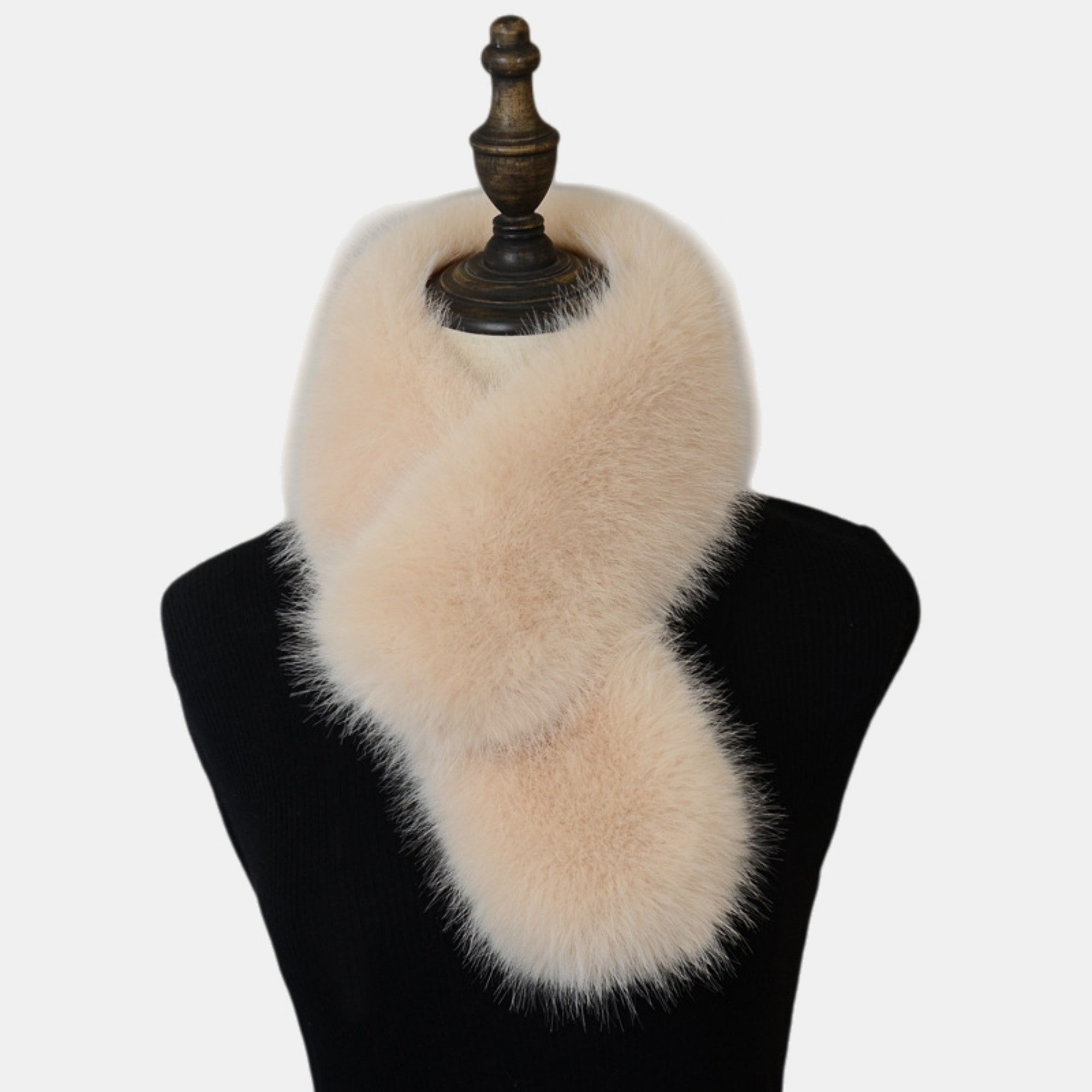 Anna-Kaci Women's Faux Fur Pull-Through Scarf with Plush Texture and Loop Closure Design 29.5x5in