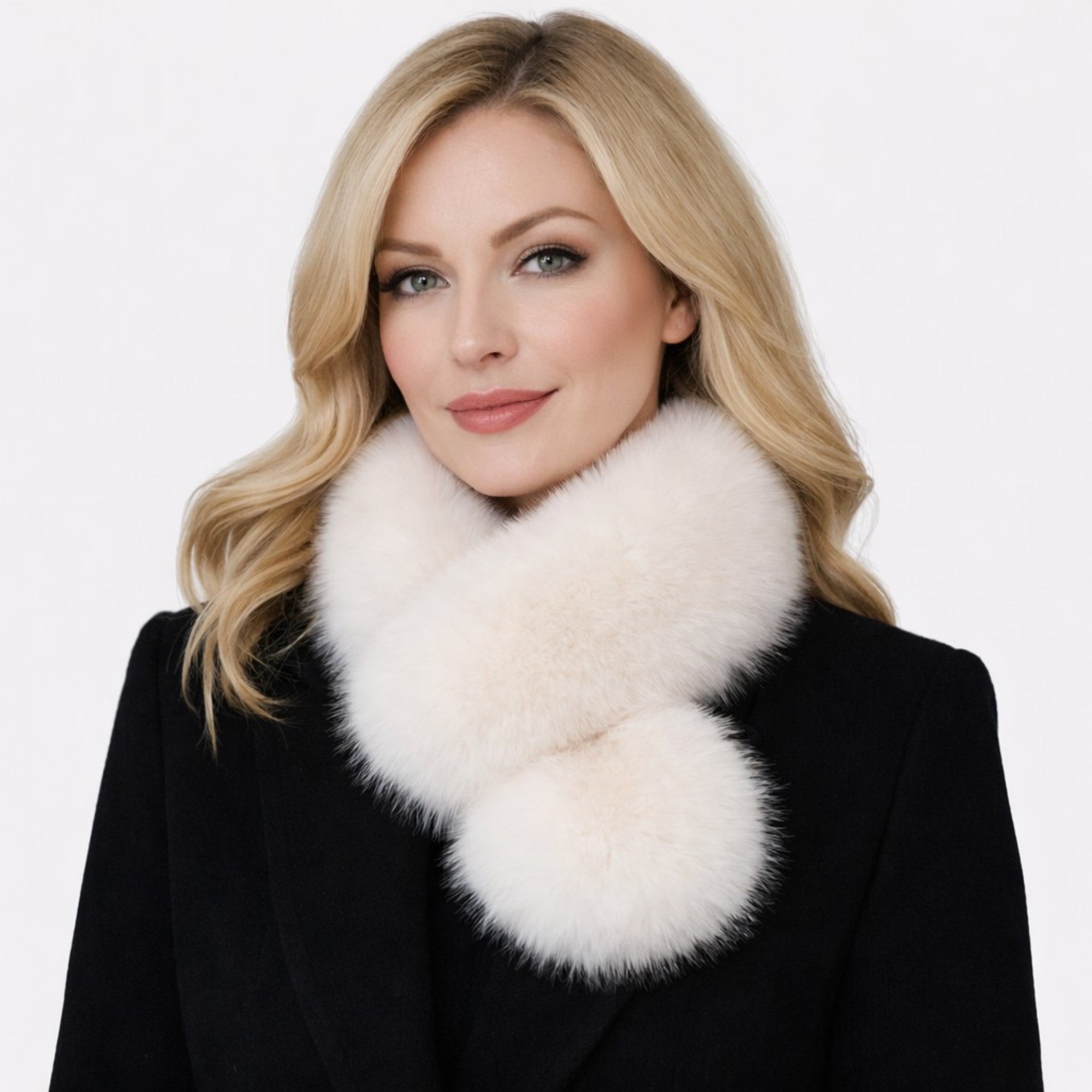 Anna-Kaci Women's Faux Fur Pull-Through Scarf with Plush Texture and Loop Closure Design 29.5x5in