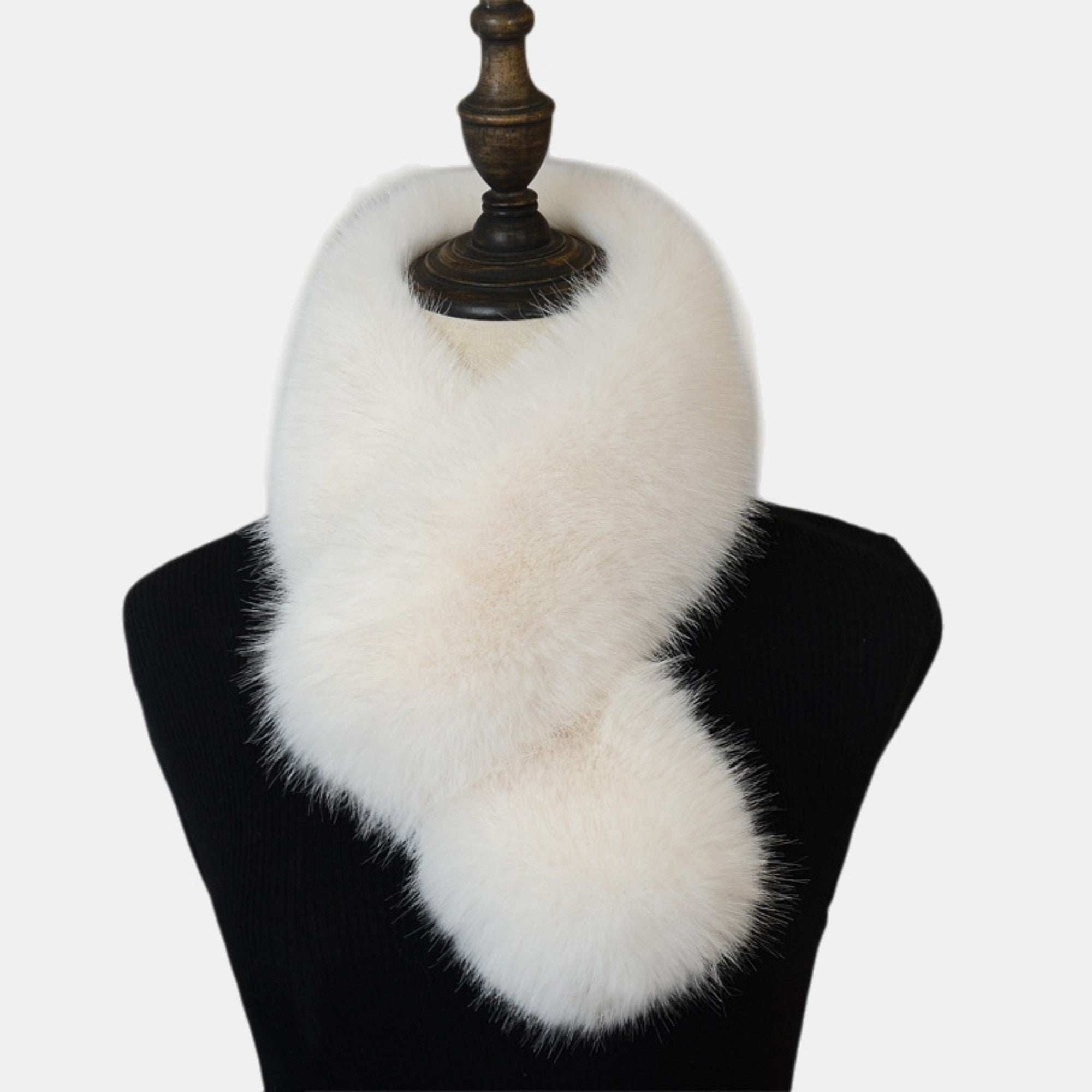 Anna-Kaci Women's Faux Fur Pull-Through Scarf with Plush Texture and Loop Closure Design 29.5x5in
