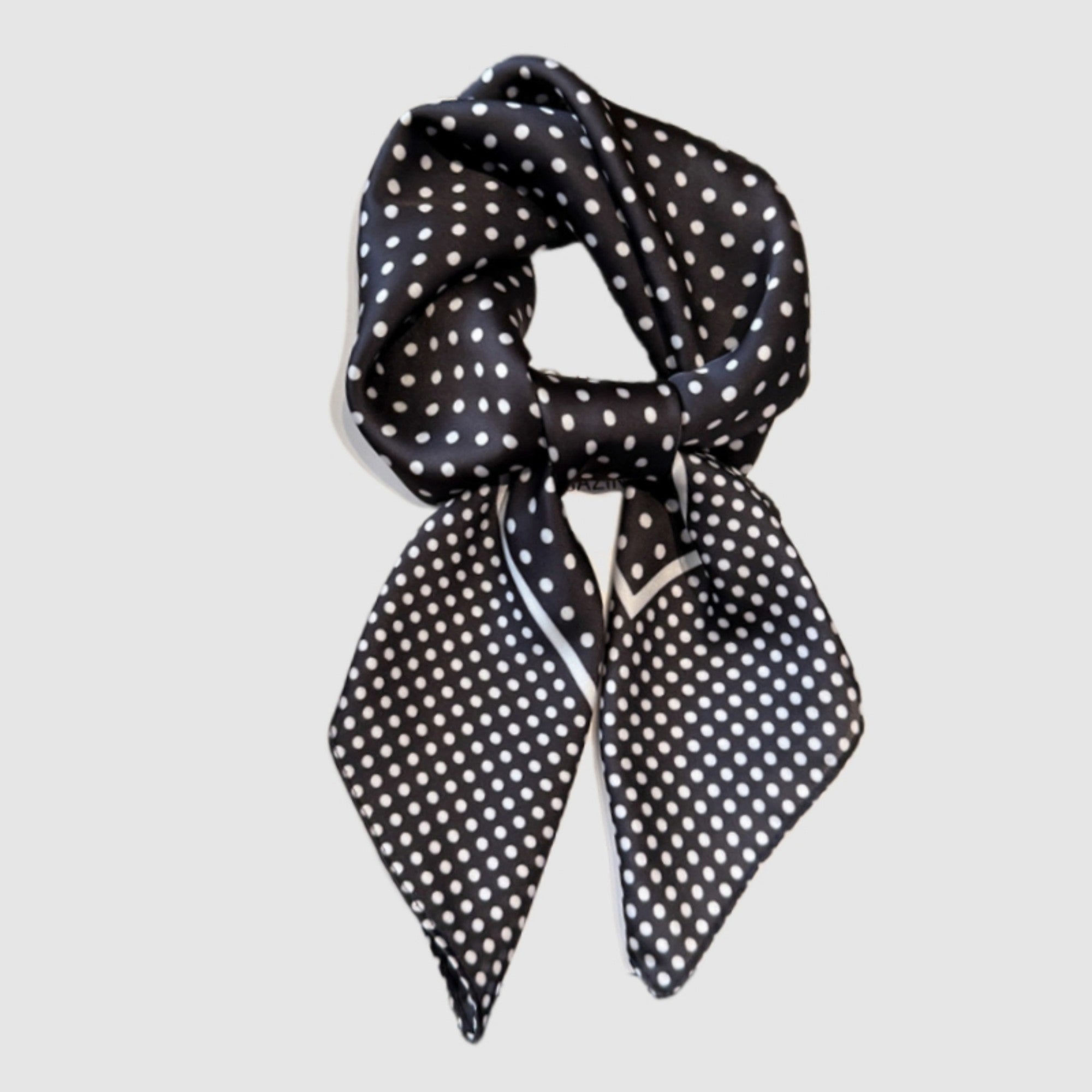 Anna-Kaci Women's Polka Dot Satin Square Scarf with Framed Border Detail and Smooth Lightweight Finish 27.5x27.5in