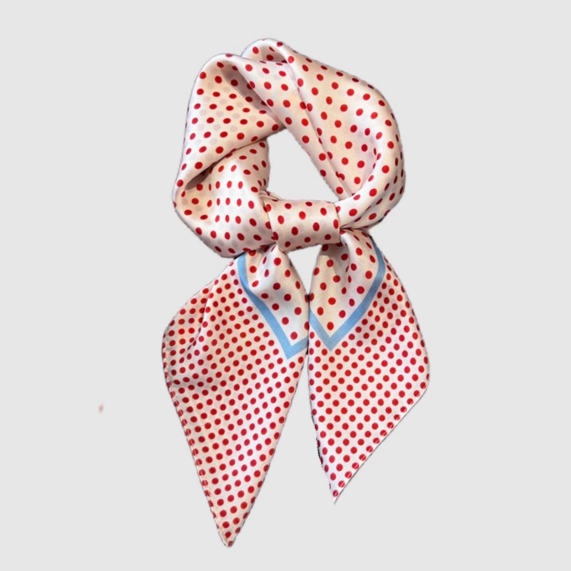 Anna-Kaci Women's Polka Dot Satin Square Scarf with Framed Border Detail and Smooth Lightweight Finish 27.5x27.5in