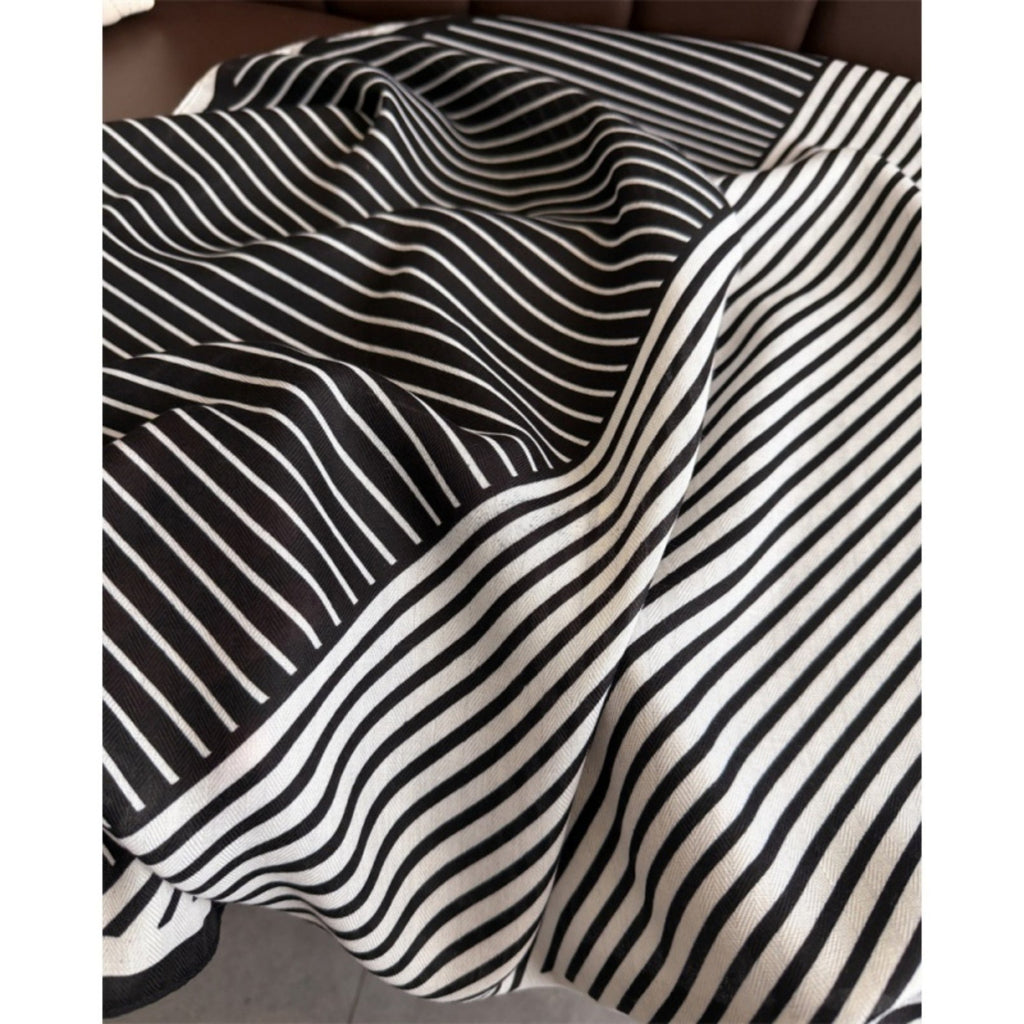 Anna-Kaci Women's Striped Satin Square Scarf with Two-Panel Design and Smooth Lightweight Finish 26.7x26.7in