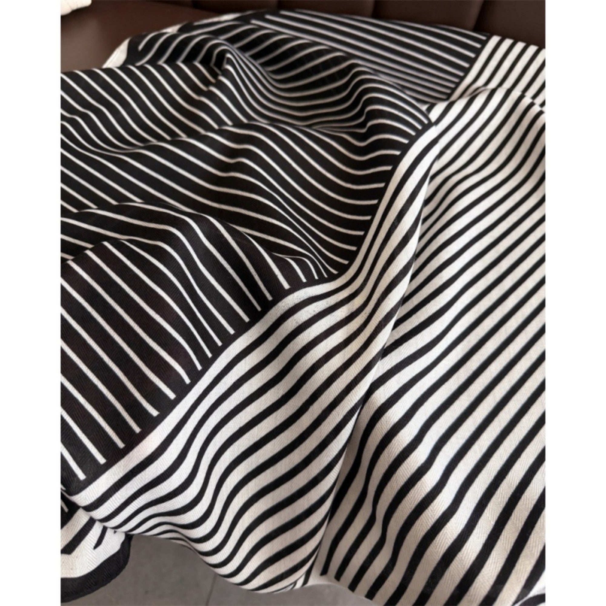 Anna-Kaci Women's Striped Satin Square Scarf with Two-Panel Design and Smooth Lightweight Finish 26.7x26.7in
