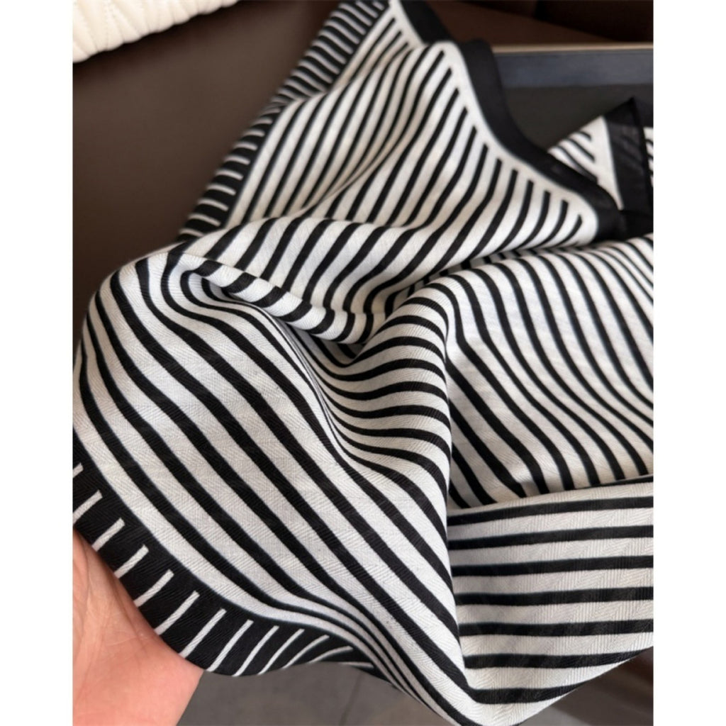 Anna-Kaci Women's Striped Satin Square Scarf with Two-Panel Design and Smooth Lightweight Finish 26.7x26.7in