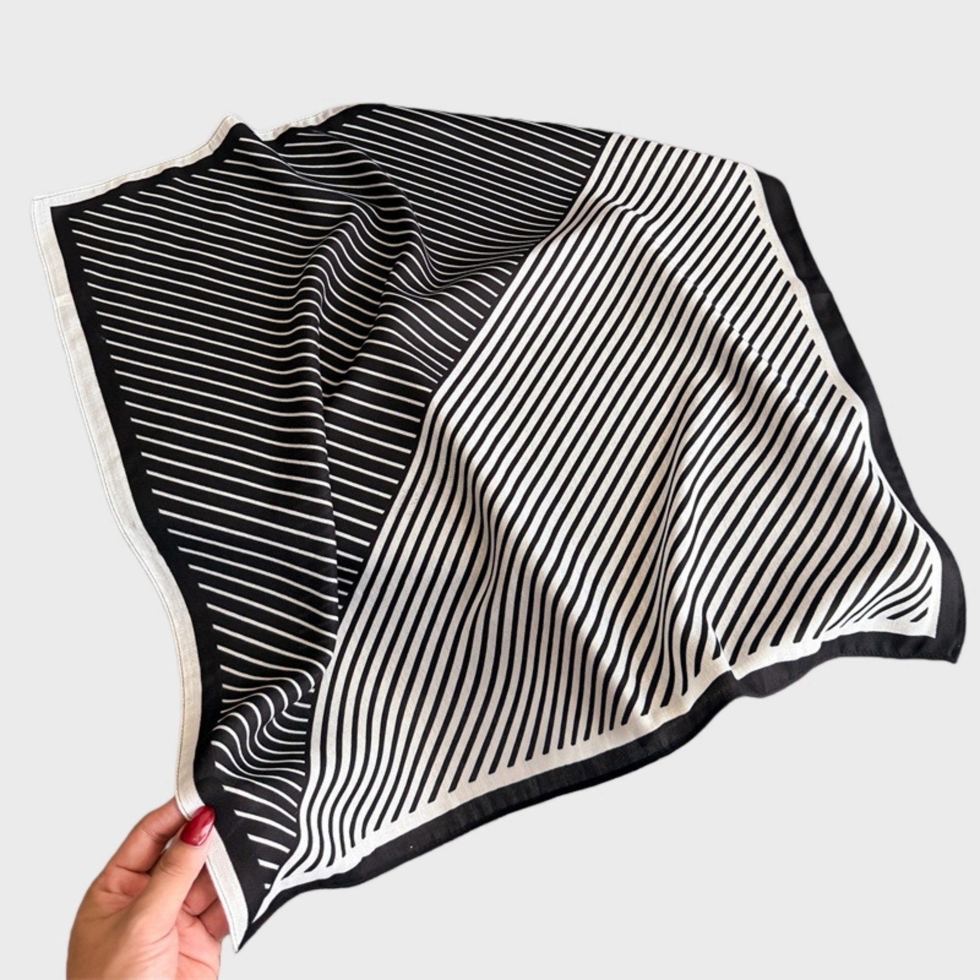 Anna-Kaci Women's Striped Satin Square Scarf with Two-Panel Design and Smooth Lightweight Finish 26.7x26.7in