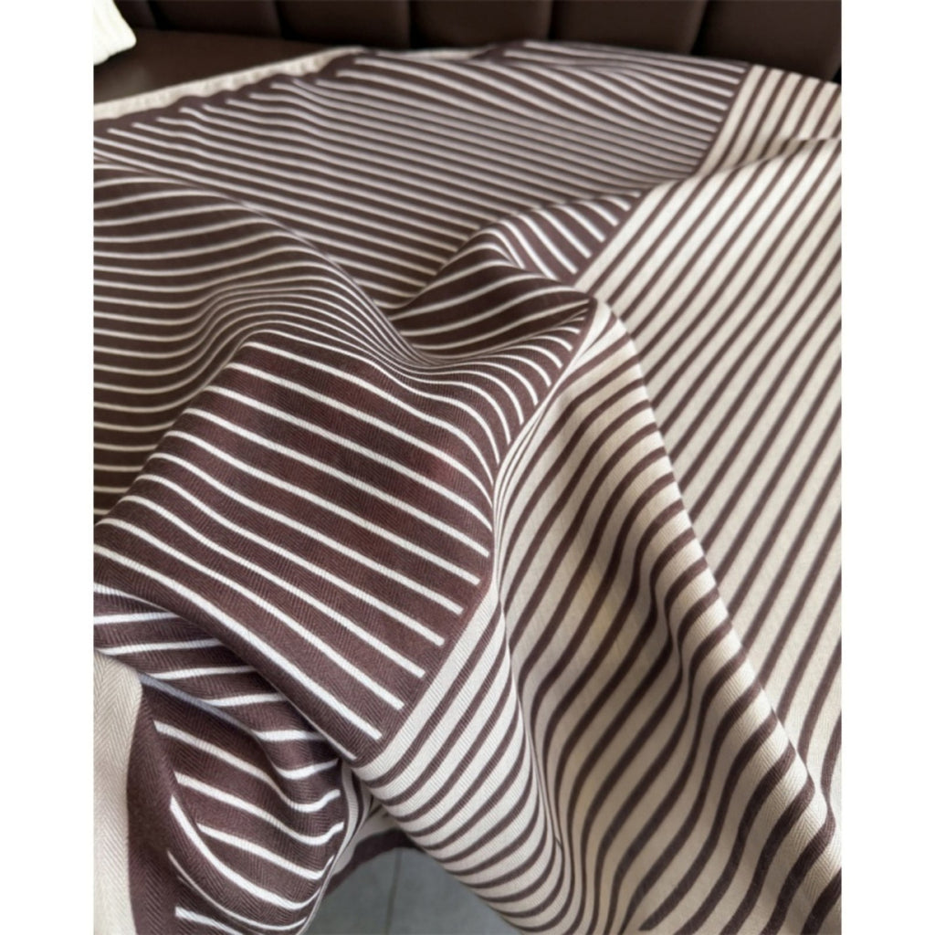 Anna-Kaci Women's Striped Satin Square Scarf with Two-Panel Design and Smooth Lightweight Finish 26.7x26.7in