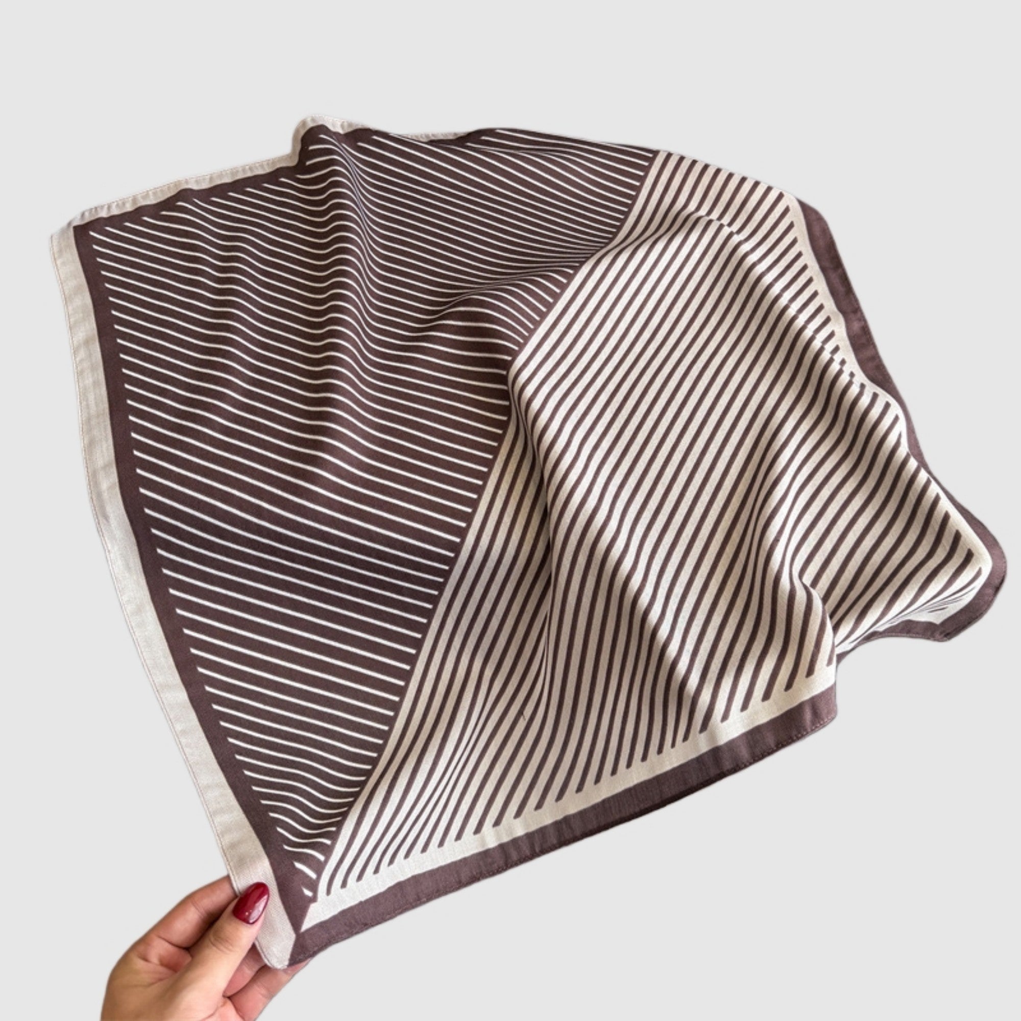 Anna-Kaci Women's Striped Satin Square Scarf with Two-Panel Design and Smooth Lightweight Finish 26.7x26.7in