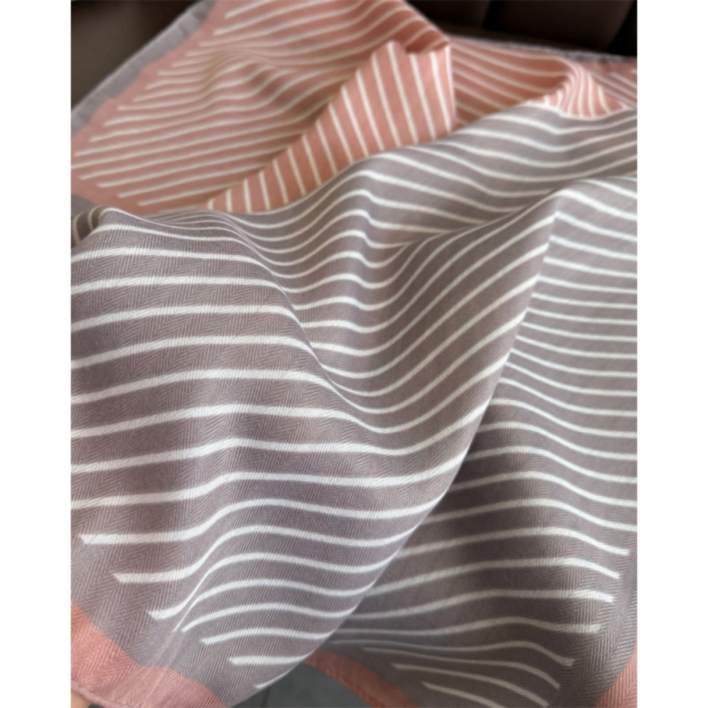 Anna-Kaci Women's Striped Satin Square Scarf with Two-Panel Design and Smooth Lightweight Finish 26.7x26.7in