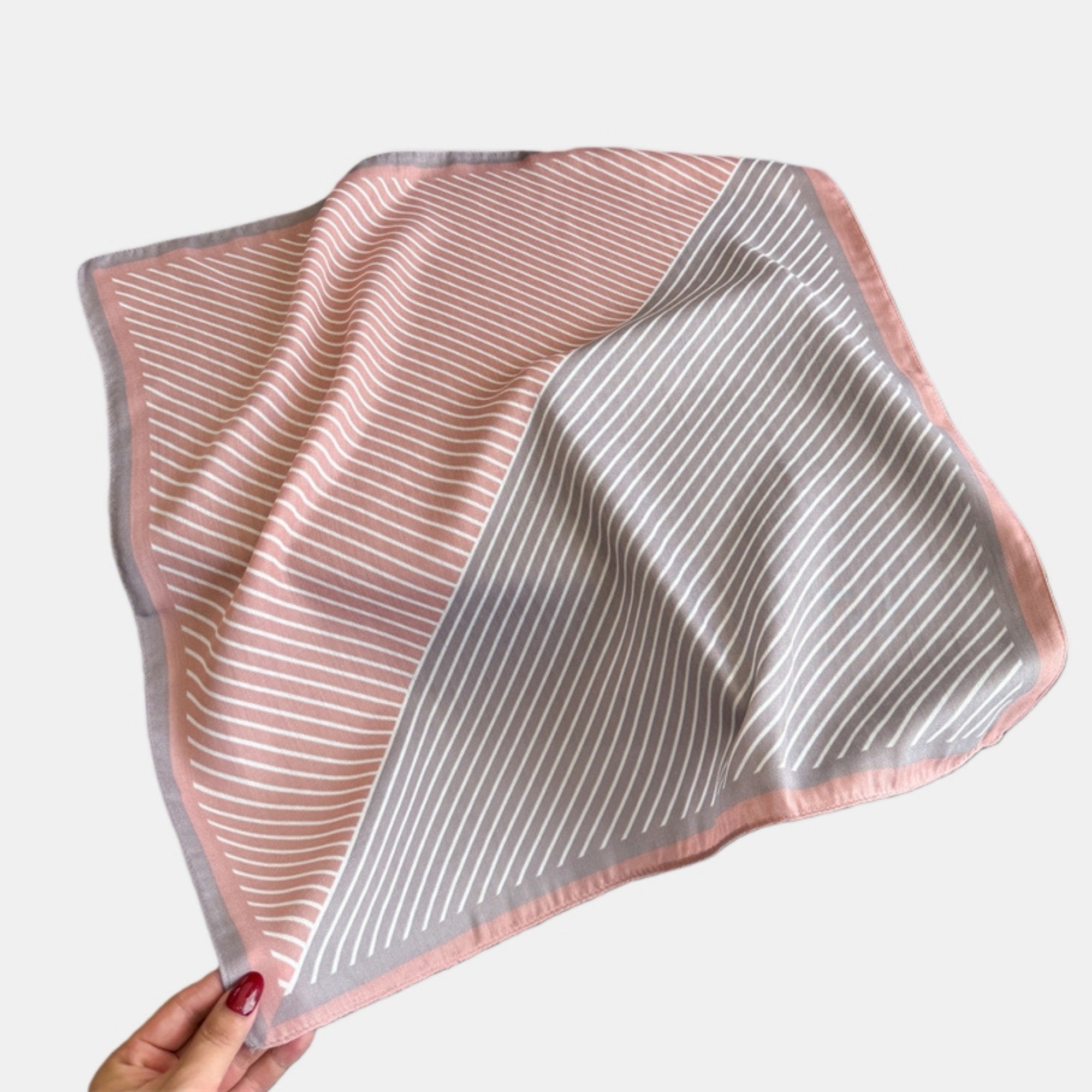 Anna-Kaci Women's Striped Satin Square Scarf with Two-Panel Design and Smooth Lightweight Finish 26.7x26.7in