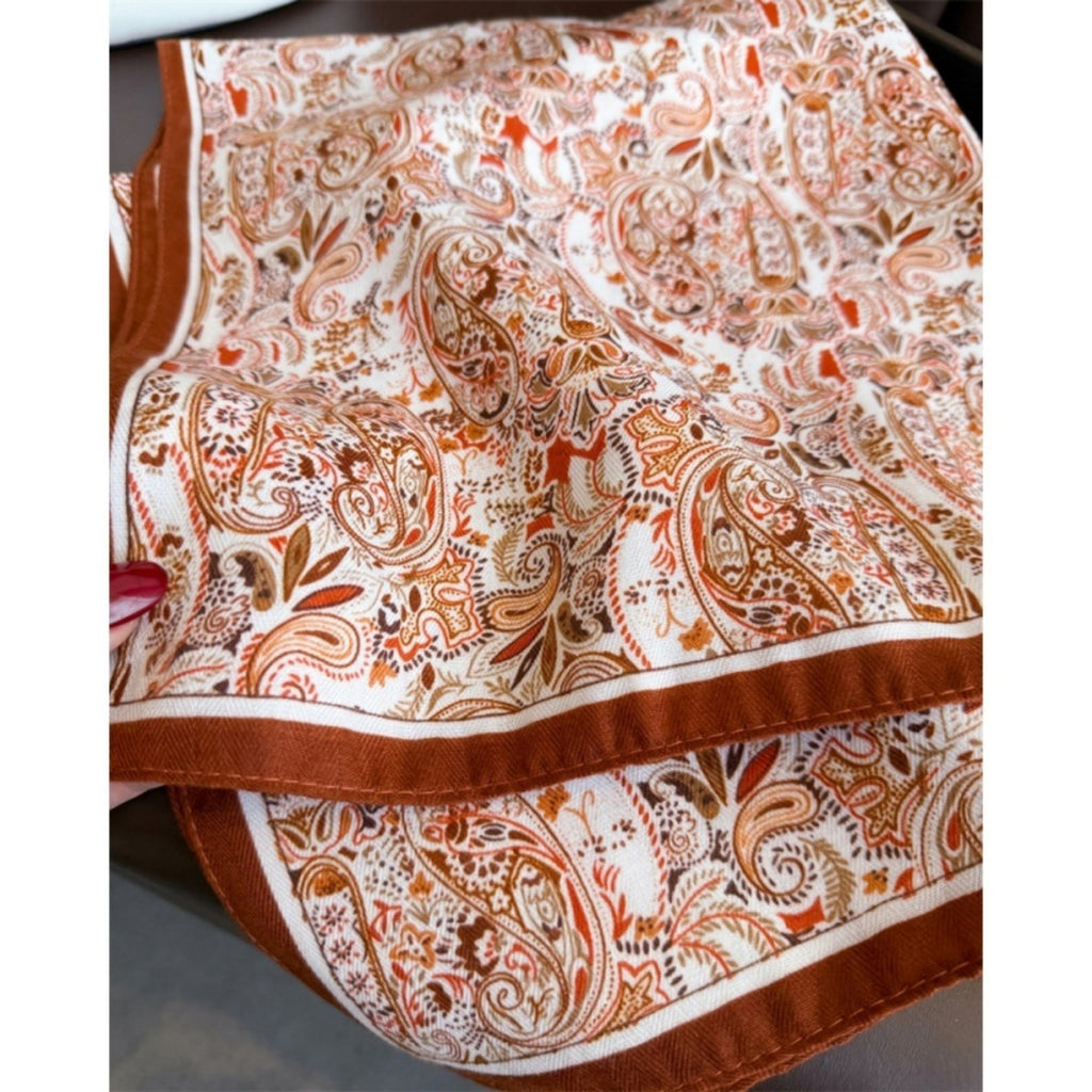 Anna-Kaci Women's Paisley Print Satin Square Scarf with Smooth Finish and Neatly Rolled Edges 26.7x26.7in