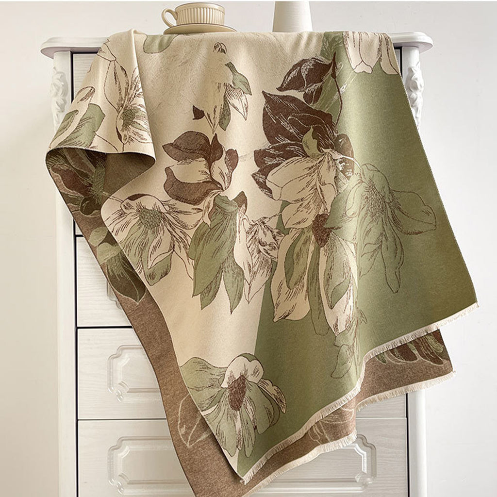 Anna-Kaci Womens Reversible Jacquard Knit Warm Scarf with Floral Pattern