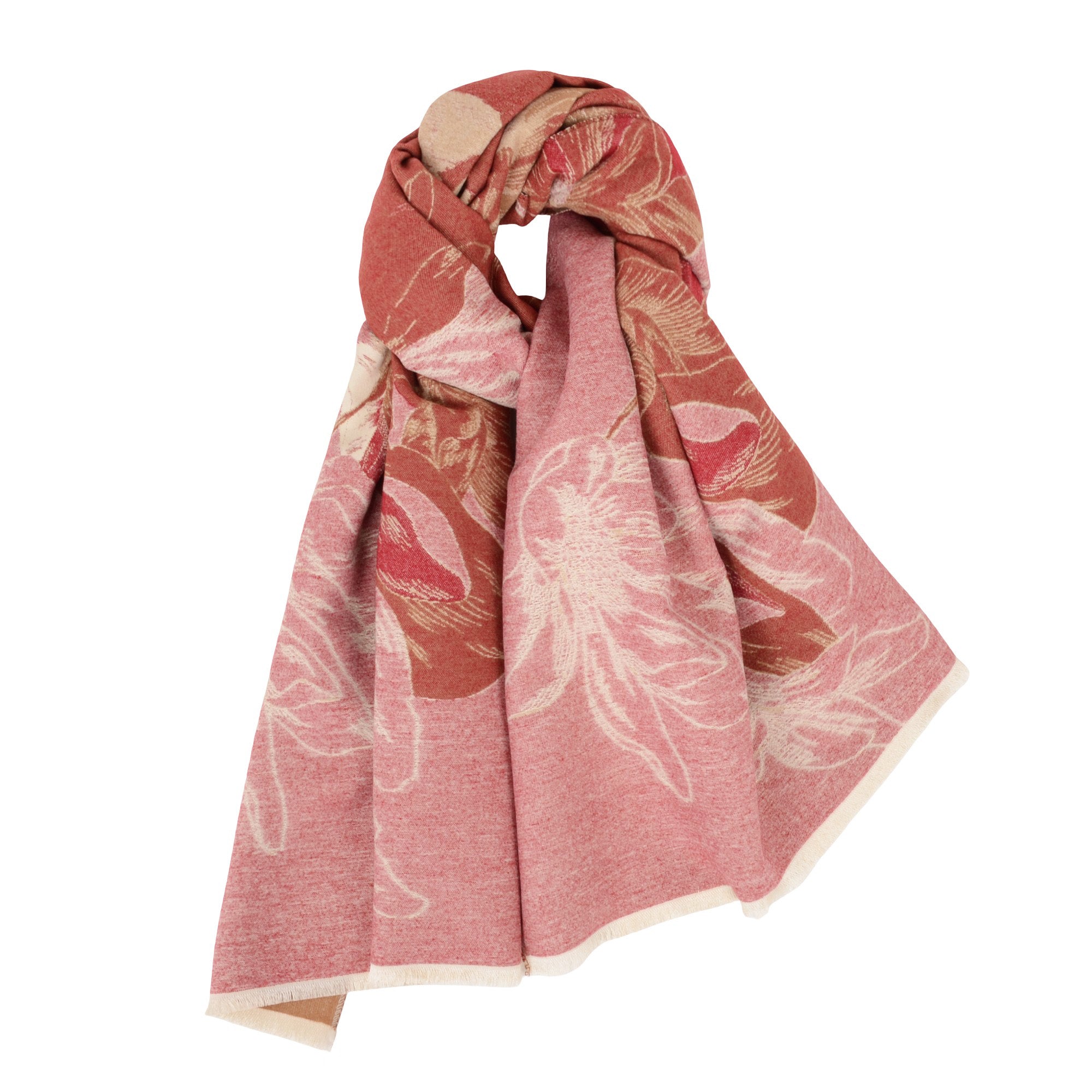Anna-Kaci Womens Reversible Jacquard Knit Warm Scarf with Floral Pattern
