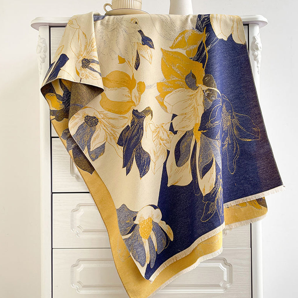 Anna-Kaci Womens Reversible Jacquard Knit Warm Scarf with Floral Pattern