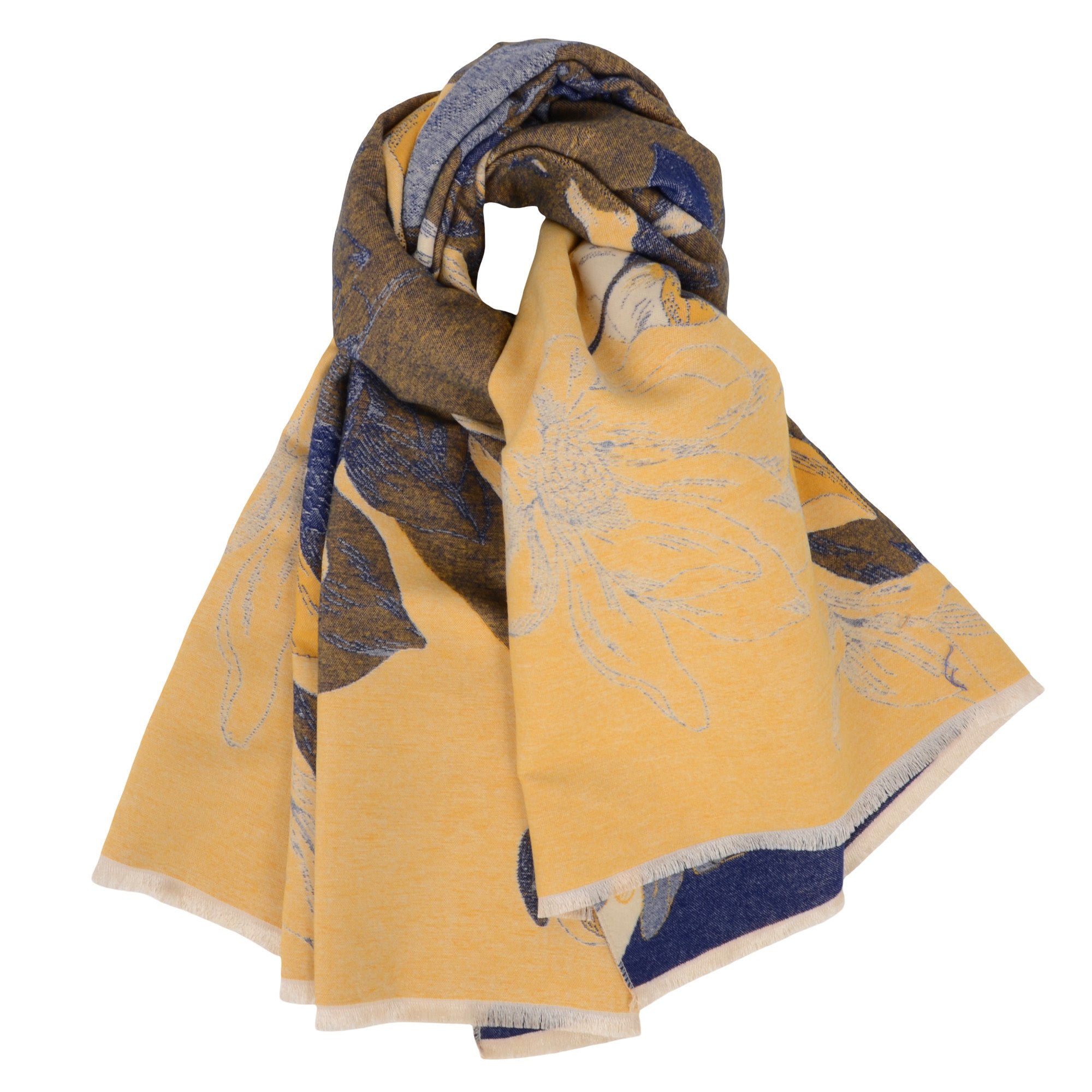 Anna-Kaci Womens Reversible Jacquard Knit Warm Scarf with Floral Pattern