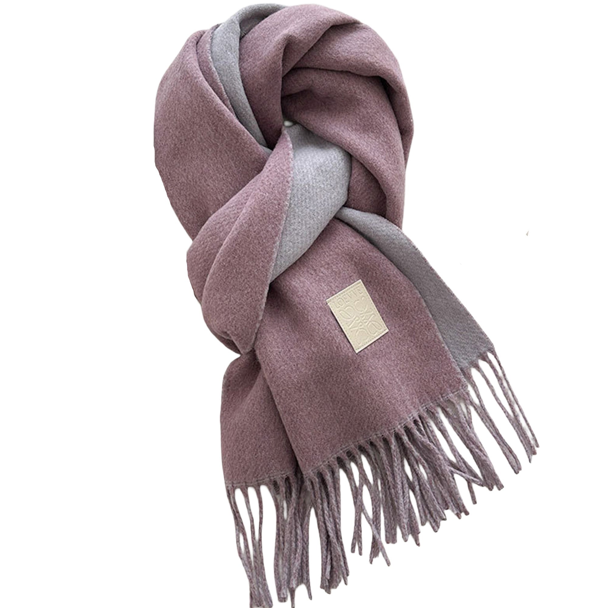 Anna-Kaci Womens Reversible Two Tone Warm Scarf with Fringe Trim