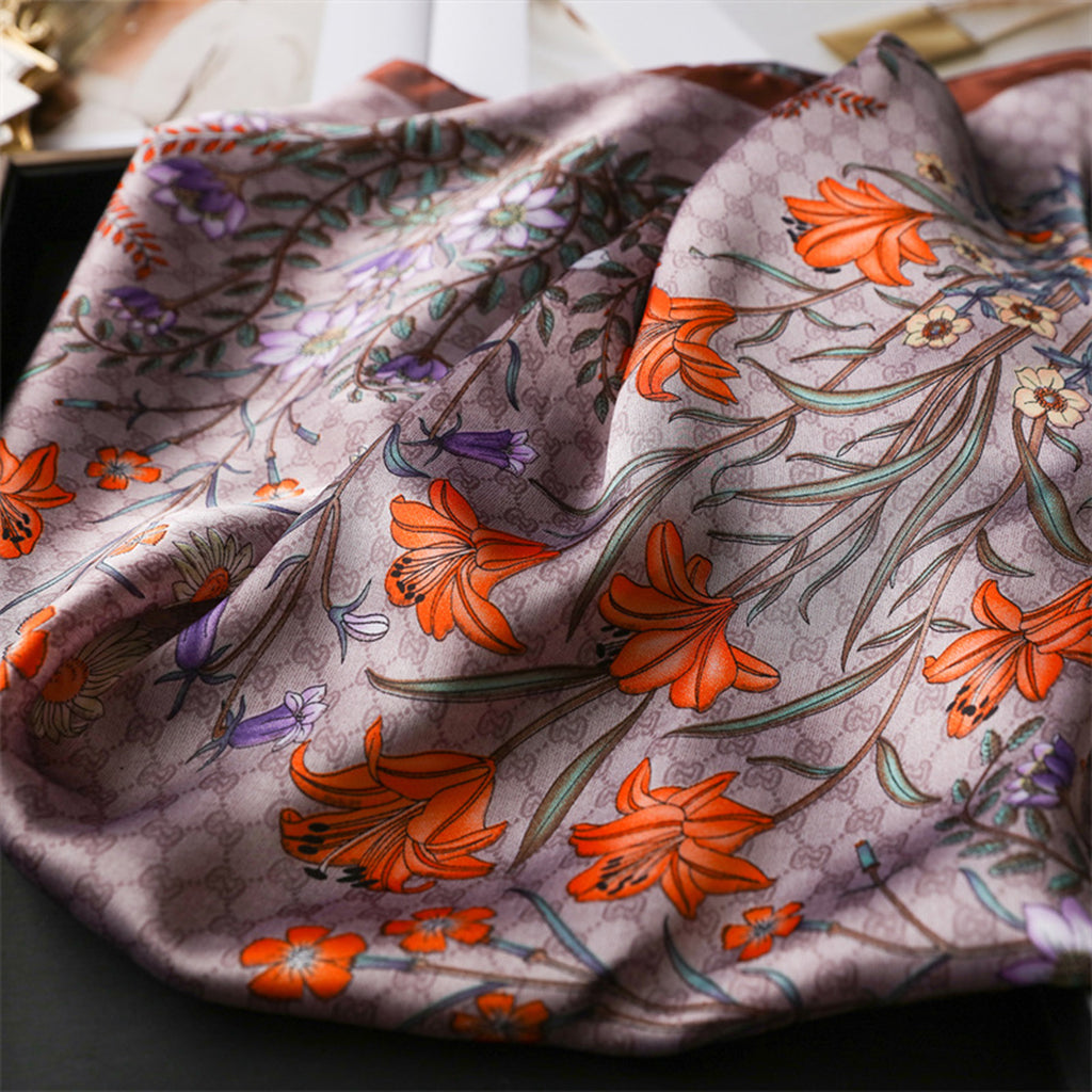 Anna-Kaci Womens Satin Square Scarf Floral Print Neck Hair Accessory