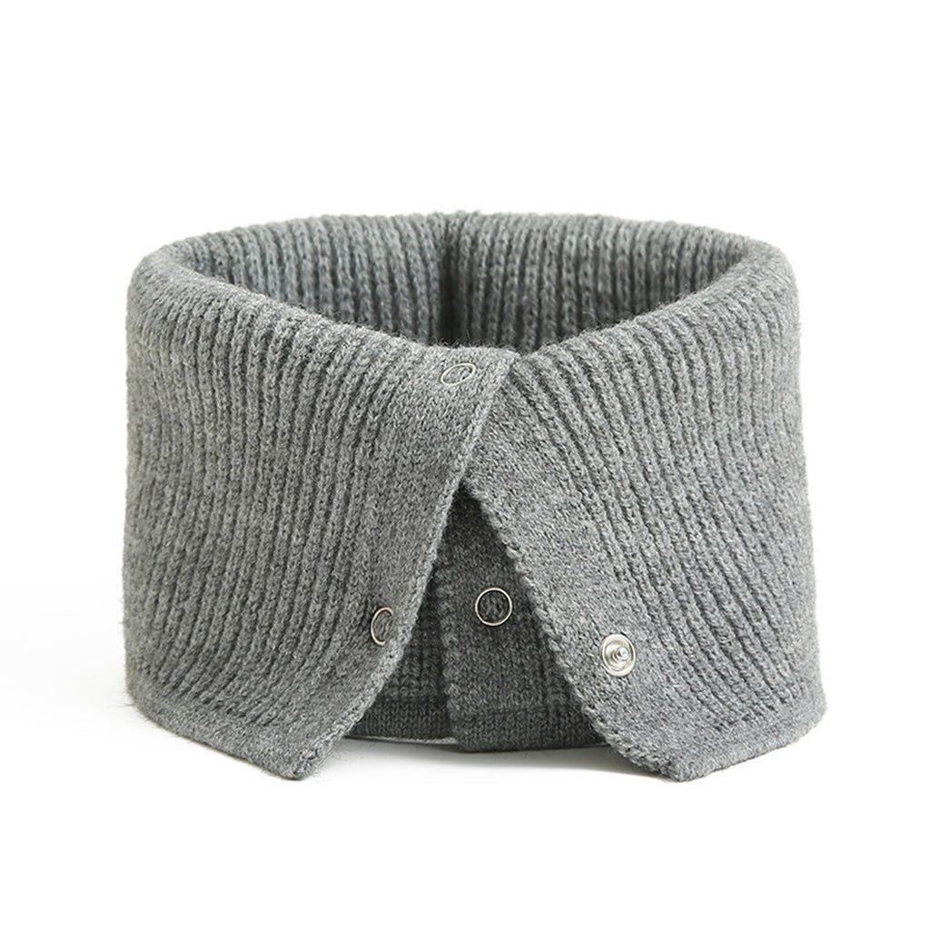 Anna-Kaci Solid Knit Button Neck Warmer Soft Stretch Winter Collar Scarf