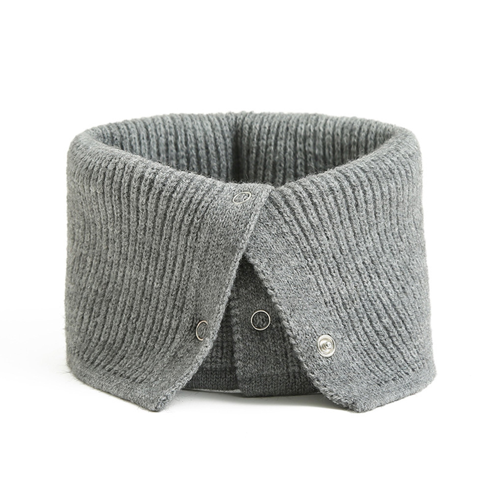 Anna-Kaci Solid Knit Button Neck Warmer Soft Stretch Winter Collar Scarf