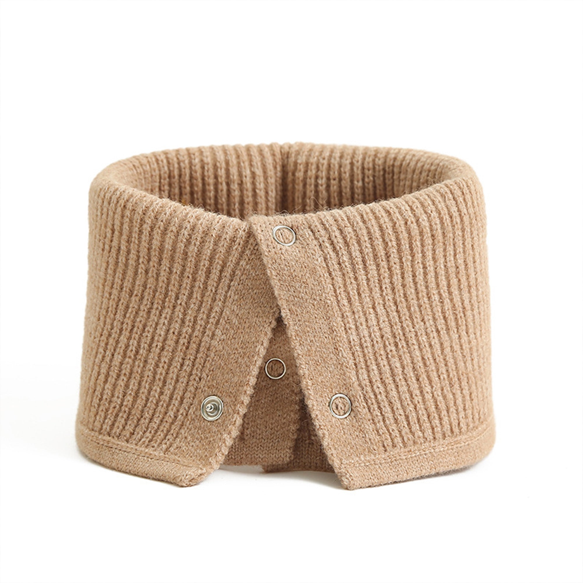 Anna-Kaci Solid Knit Button Neck Warmer Soft Stretch Winter Collar Scarf