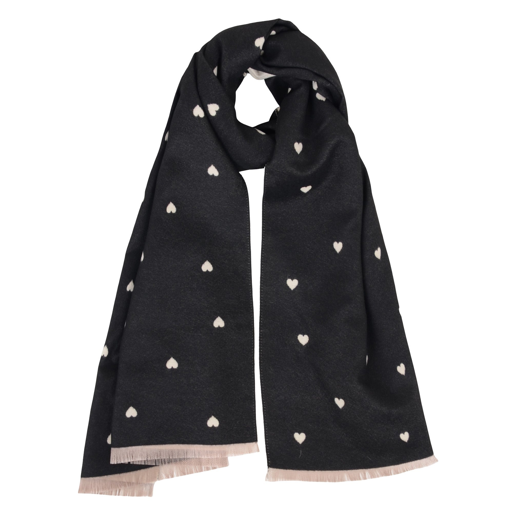 Anna-Kaci Heart Pattern Reversible Warm Valentine Scarf Soft Double Sided Winter Wrap