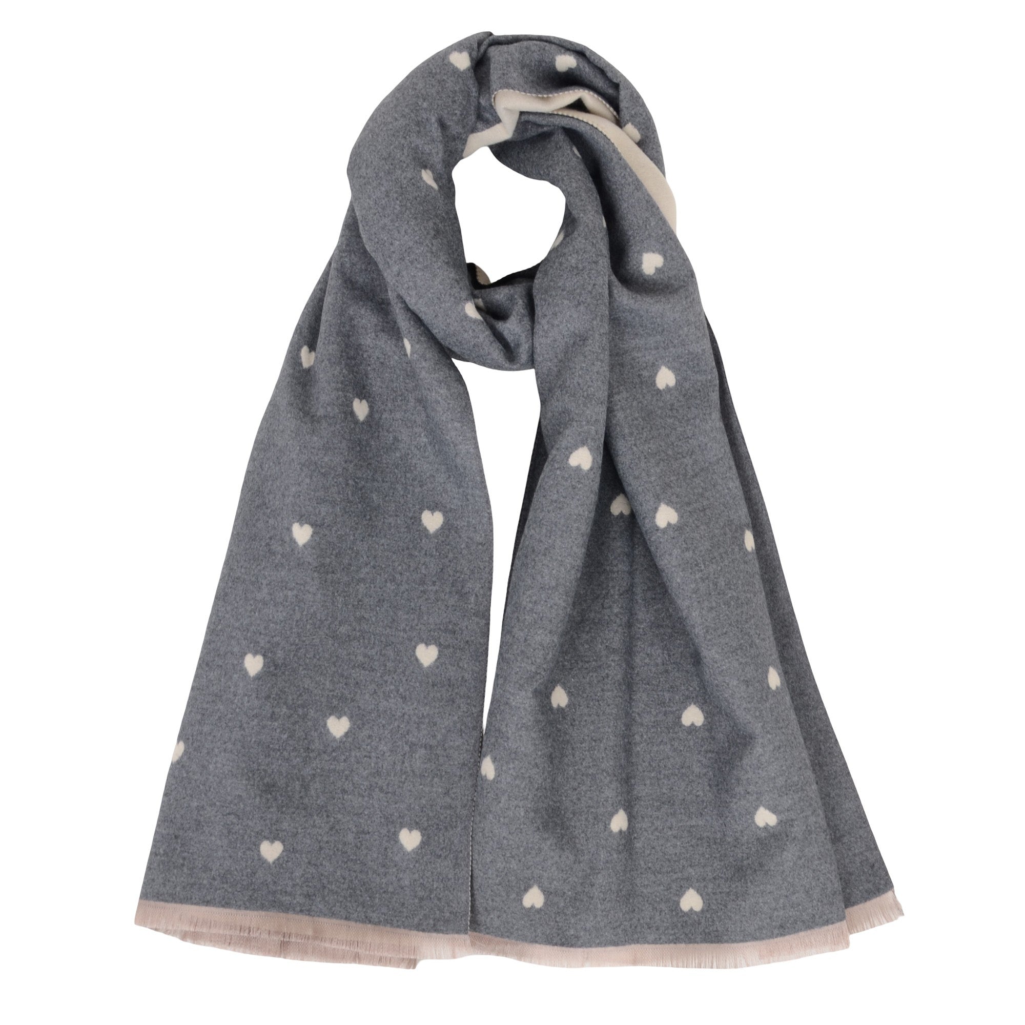 Anna-Kaci Heart Pattern Reversible Warm Valentine Scarf Soft Double Sided Winter Wrap