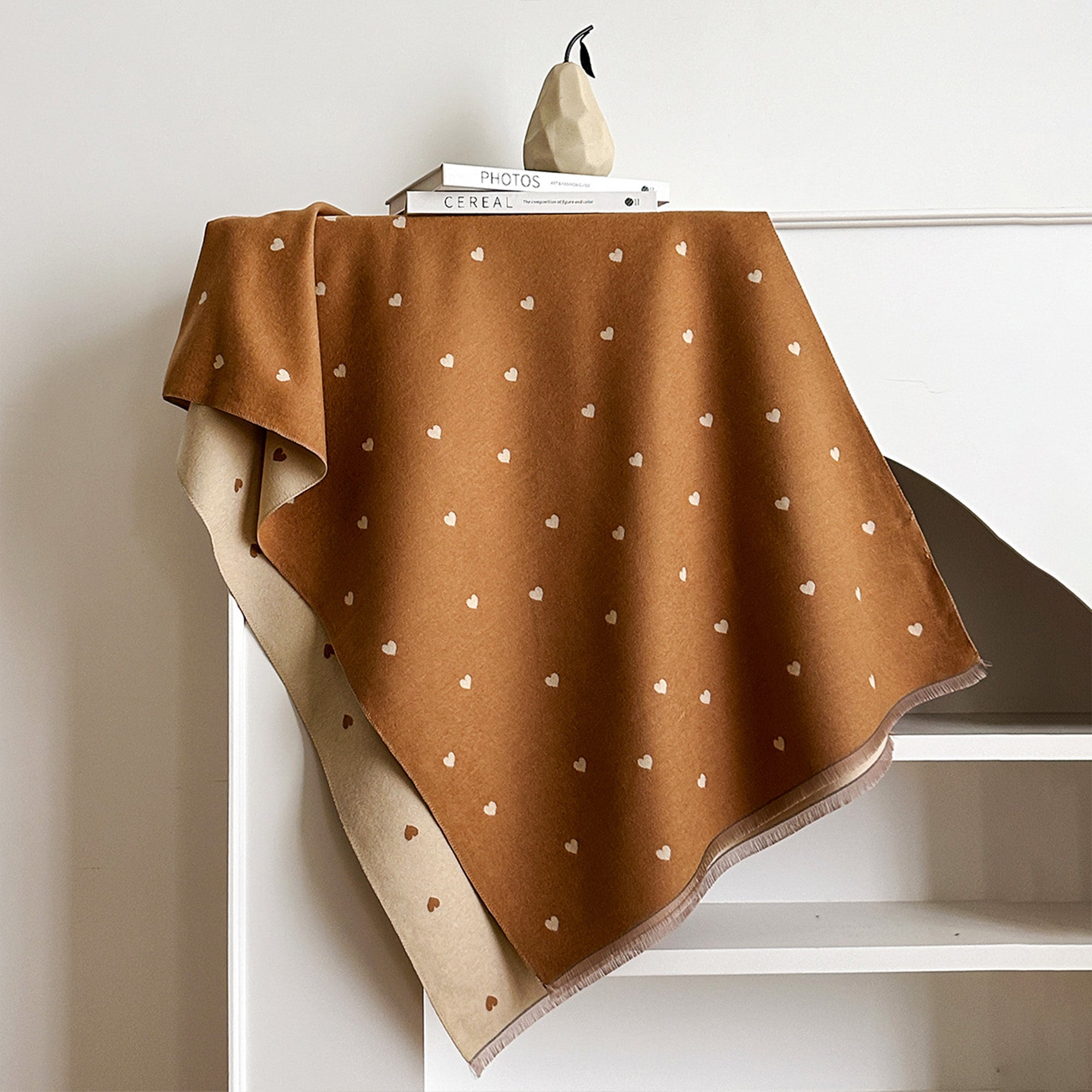 Anna-Kaci Heart Pattern Reversible Warm Valentine Scarf Soft Double Sided Winter Wrap
