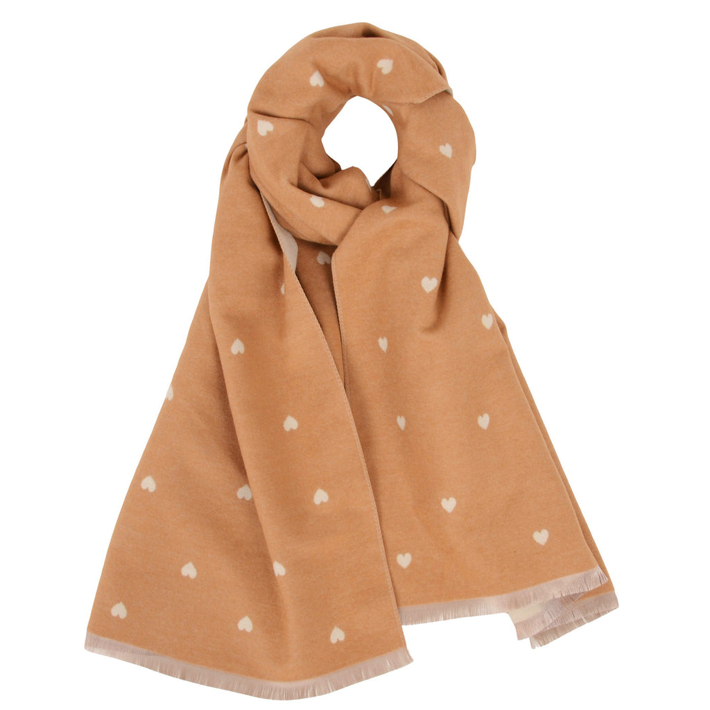 Anna-Kaci Heart Pattern Reversible Warm Valentine Scarf Soft Double Sided Winter Wrap