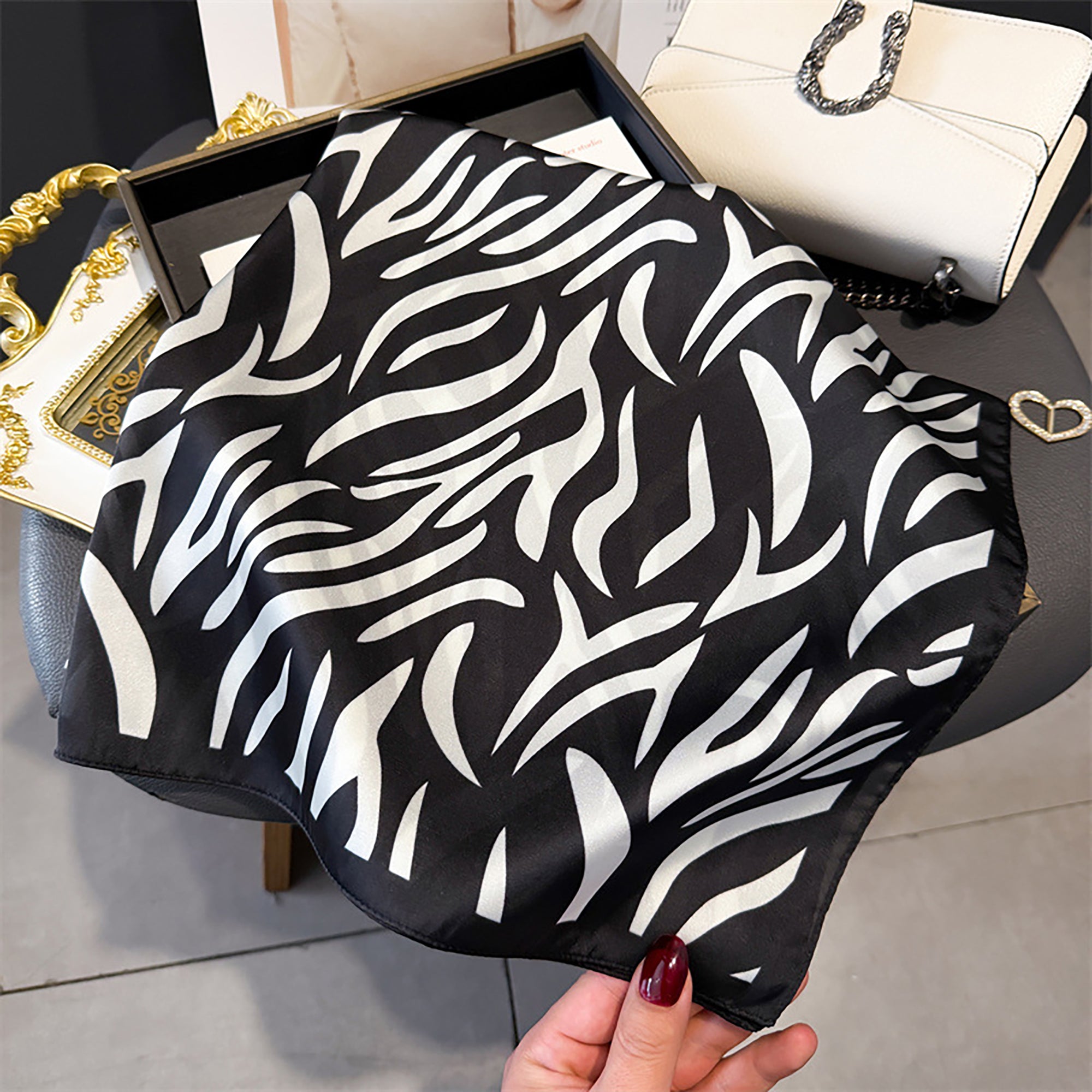 Anna-Kaci Womens Zebra Print Square Scarf Soft Fashion Accessory 27.5¡Á27.5inches