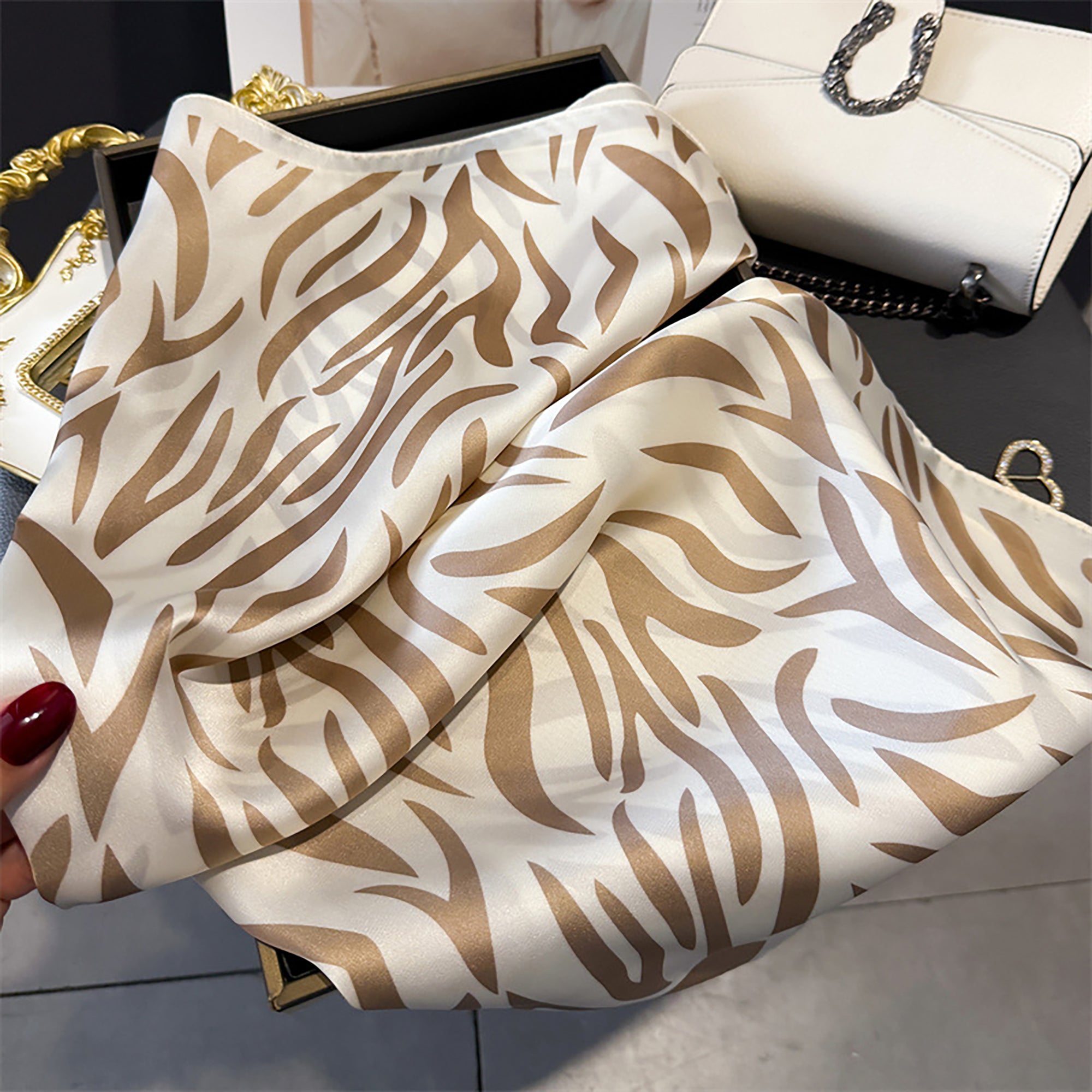 Anna-Kaci Womens Zebra Print Square Scarf Soft Fashion Accessory 27.5¡Á27.5inches