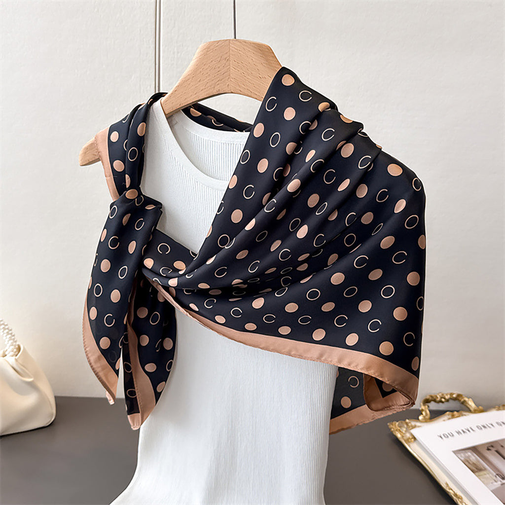 Anna-Kaci Satin Polka Dot Square Scarf with Contrast Border 35.4¡Á35.4inches
