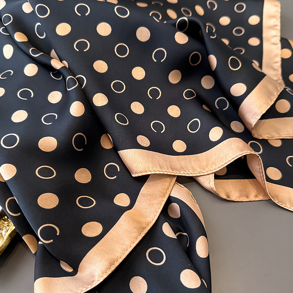Anna-Kaci Satin Polka Dot Square Scarf with Contrast Border 35.4¡Á35.4inches