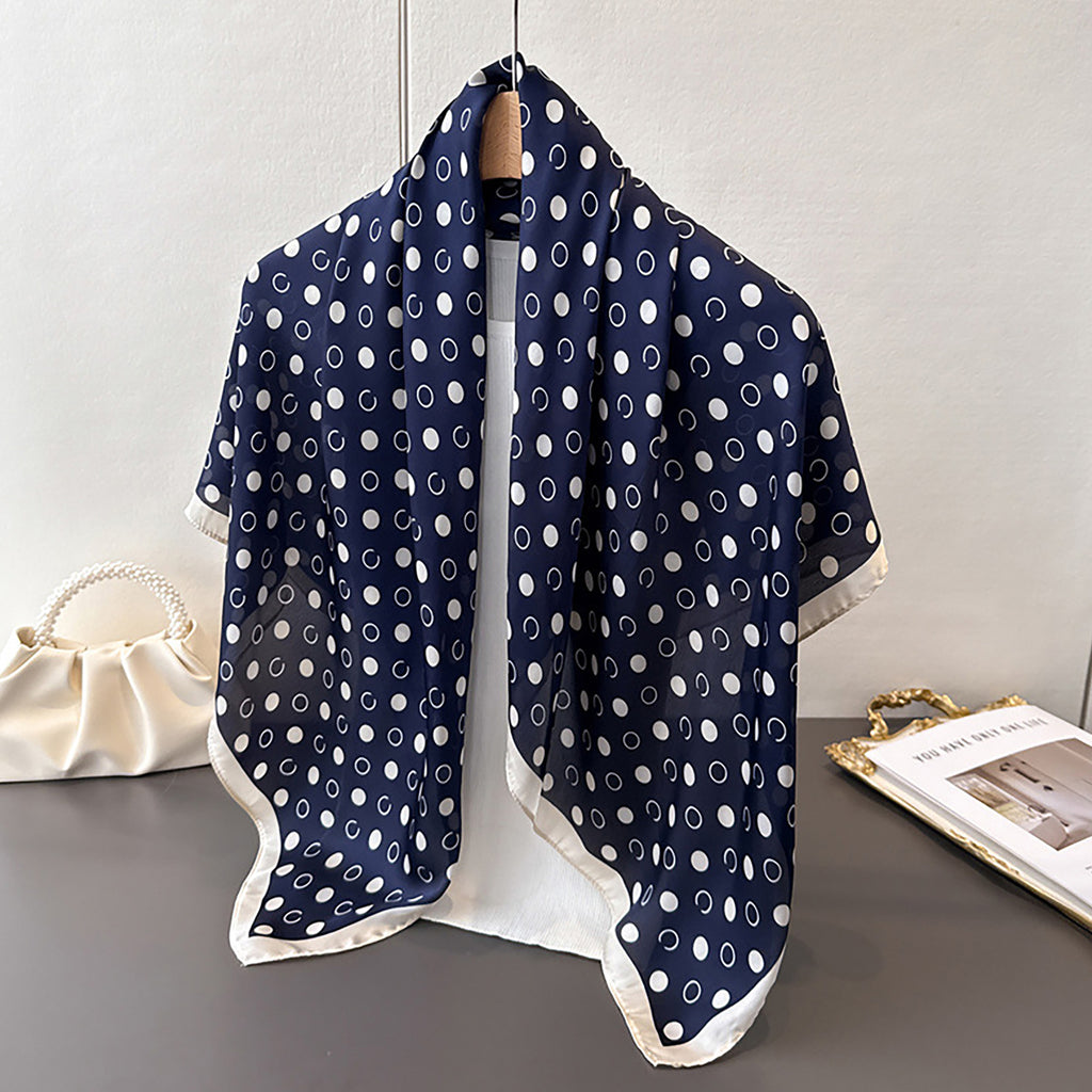 Anna-Kaci Satin Polka Dot Square Scarf with Contrast Border 35.4¡Á35.4inches