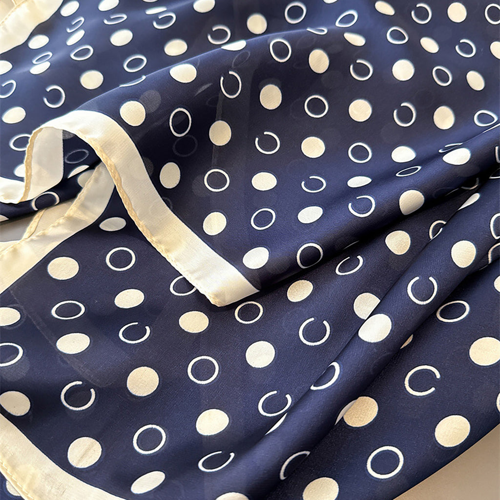 Anna-Kaci Satin Polka Dot Square Scarf with Contrast Border 35.4¡Á35.4inches