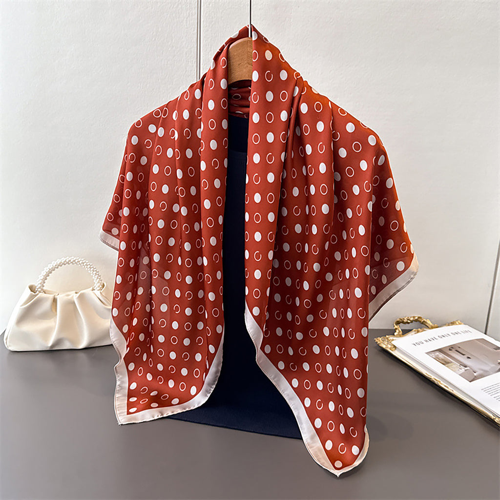 Anna-Kaci Satin Polka Dot Square Scarf with Contrast Border 35.4¡Á35.4inches