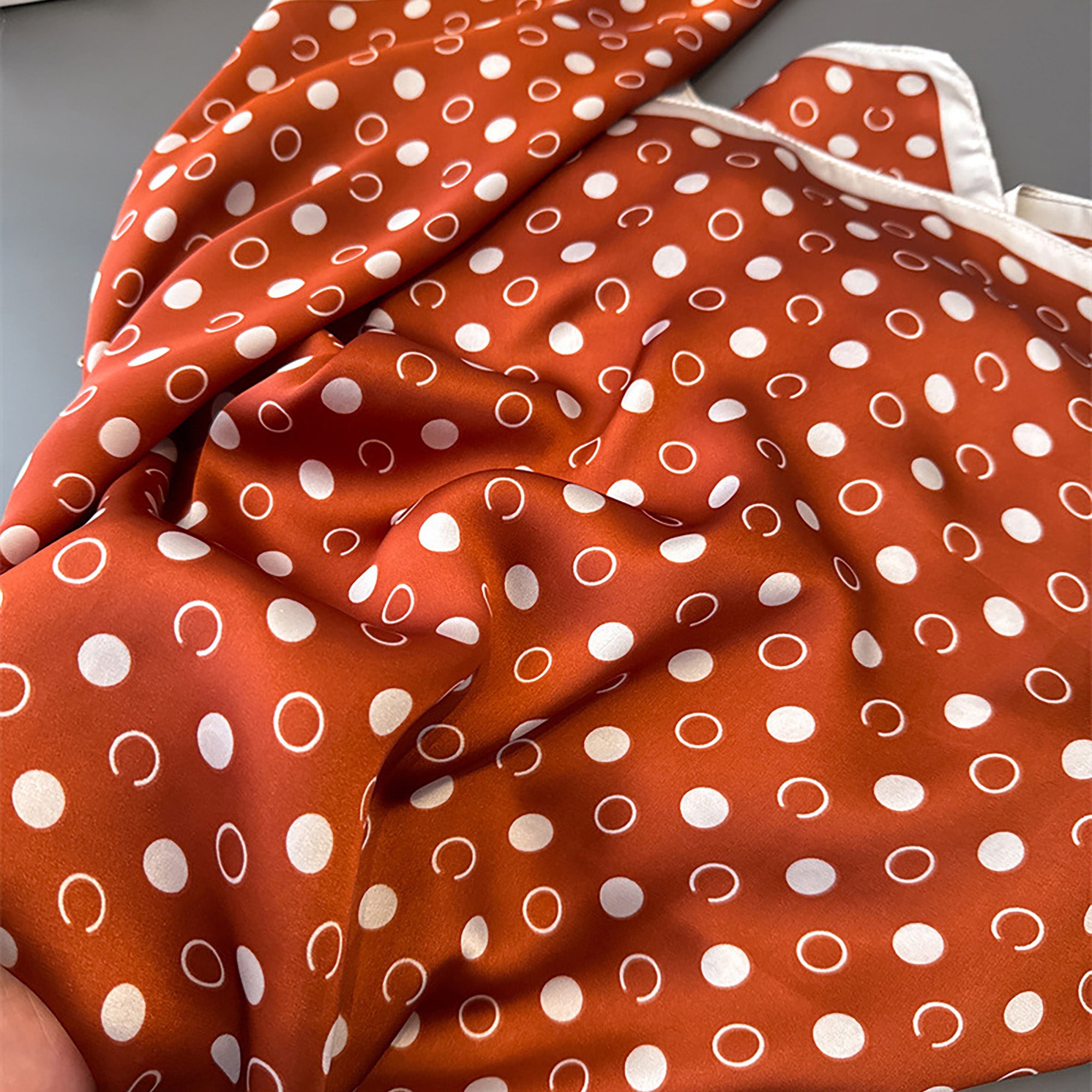 Anna-Kaci Satin Polka Dot Square Scarf with Contrast Border 35.4¡Á35.4inches