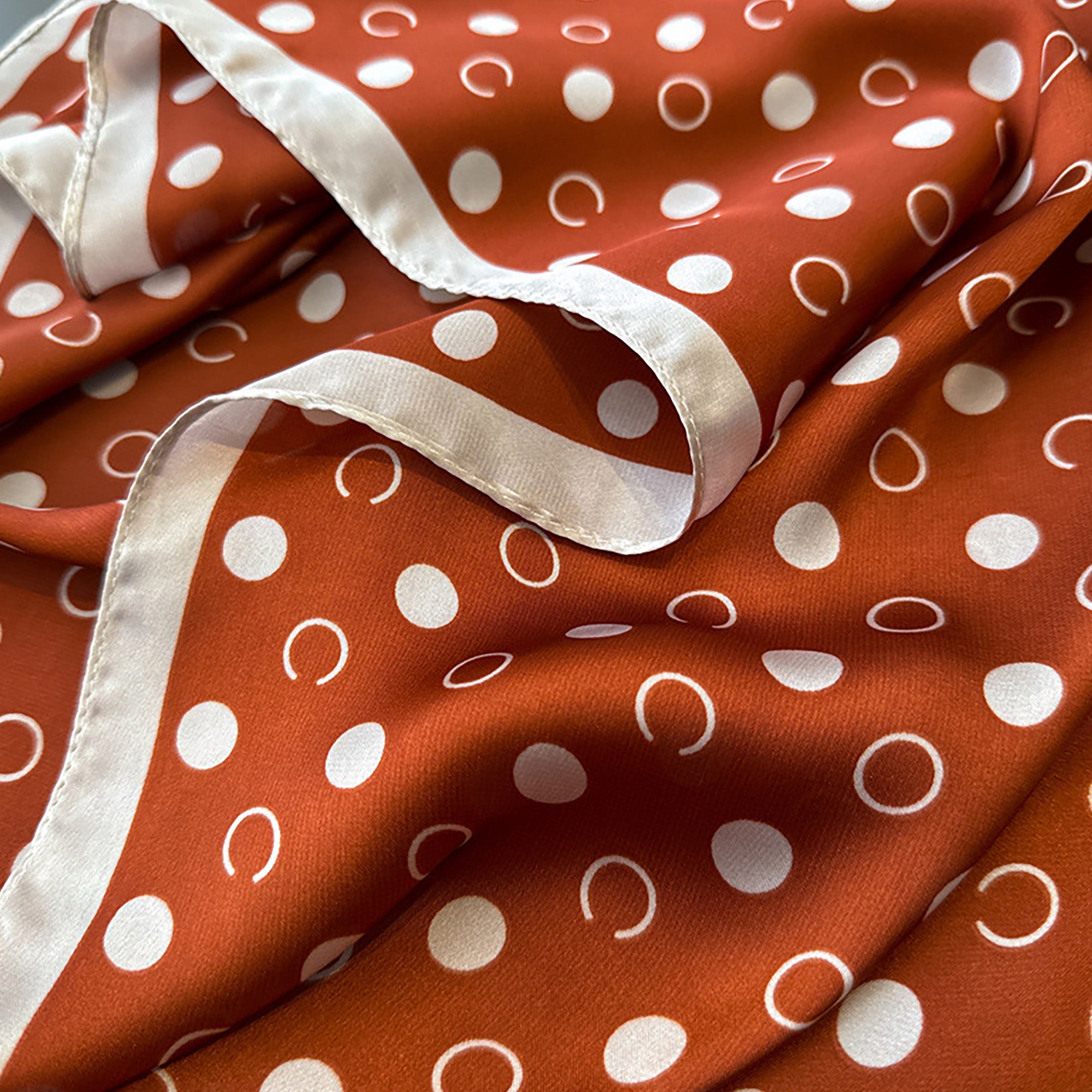 Anna-Kaci Satin Polka Dot Square Scarf with Contrast Border 35.4¡Á35.4inches